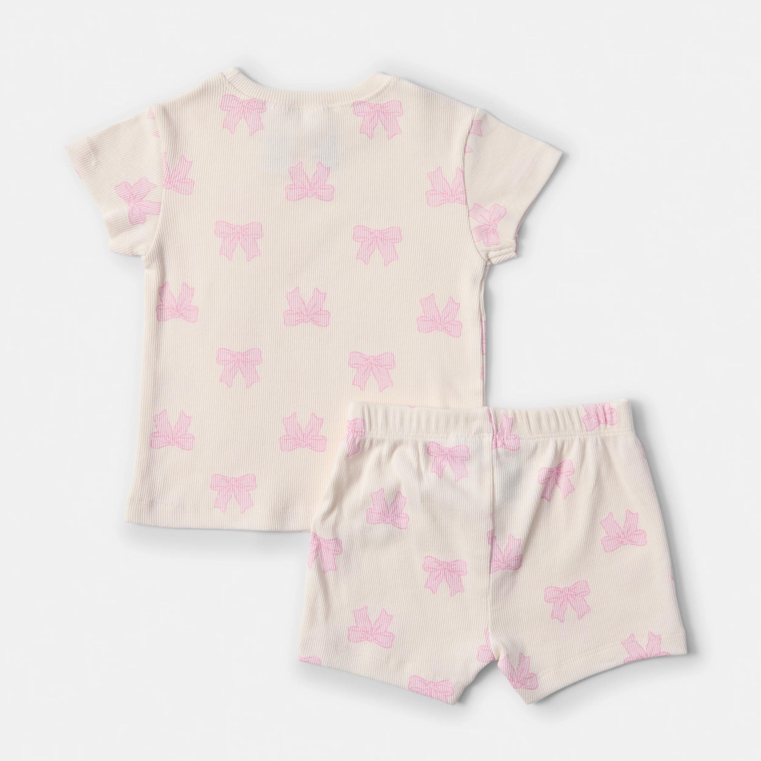 2 Short Sleeve Pyjama Set EGRET BOWS, 2 of 4