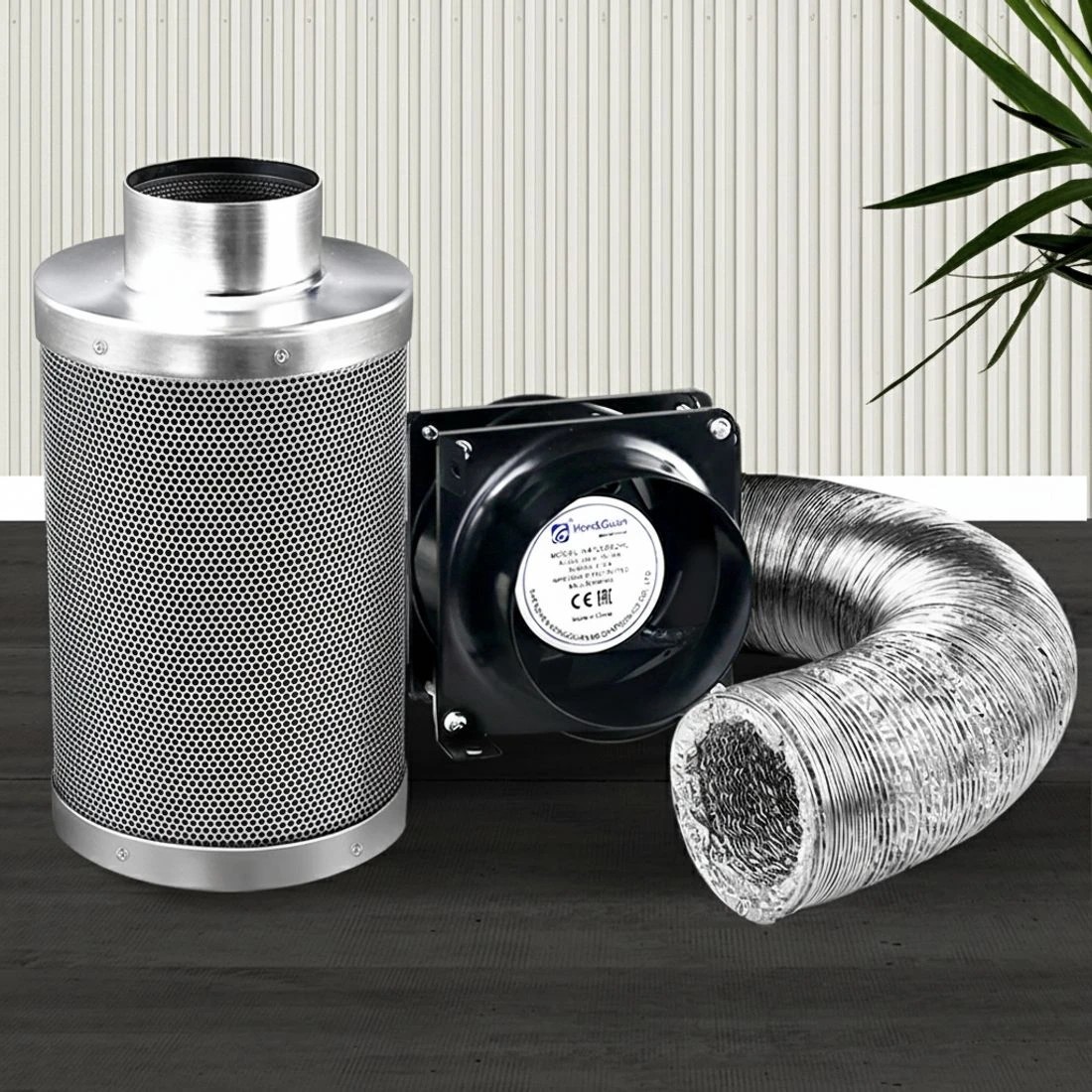 9 Green Fingers 6"Ventilation Kit Fan Hydroponics Grow Tent Kit Carbon Filter Duct - Silver, 9 of 9