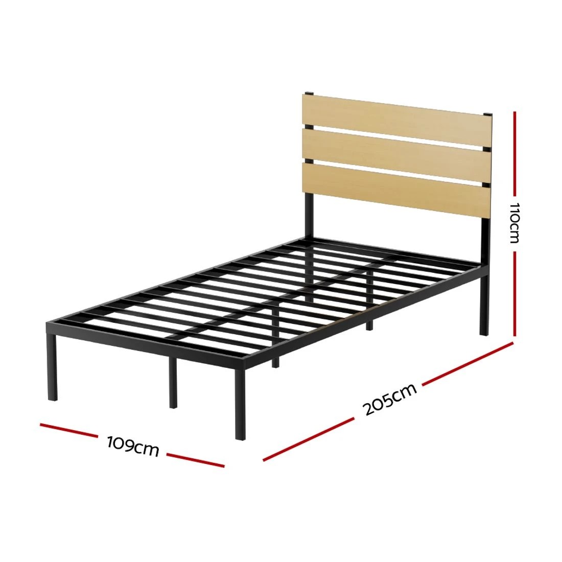 2 Artiss Bed Frame King Single Size Metal Frame PAULA - Black, 2 of 4