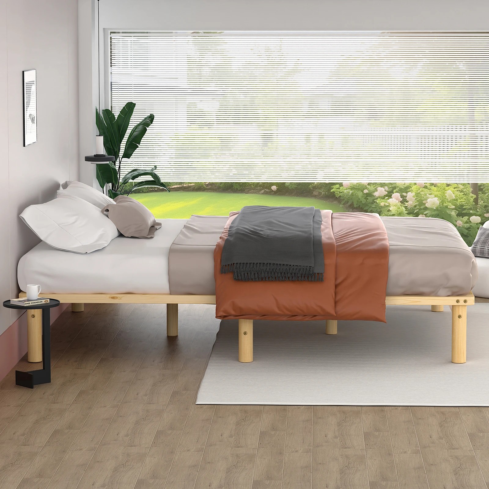 5 Alfordson Bed Frame Wooden Timber Single Size Mattress Base Platform Basia - Natural, 5 of 10