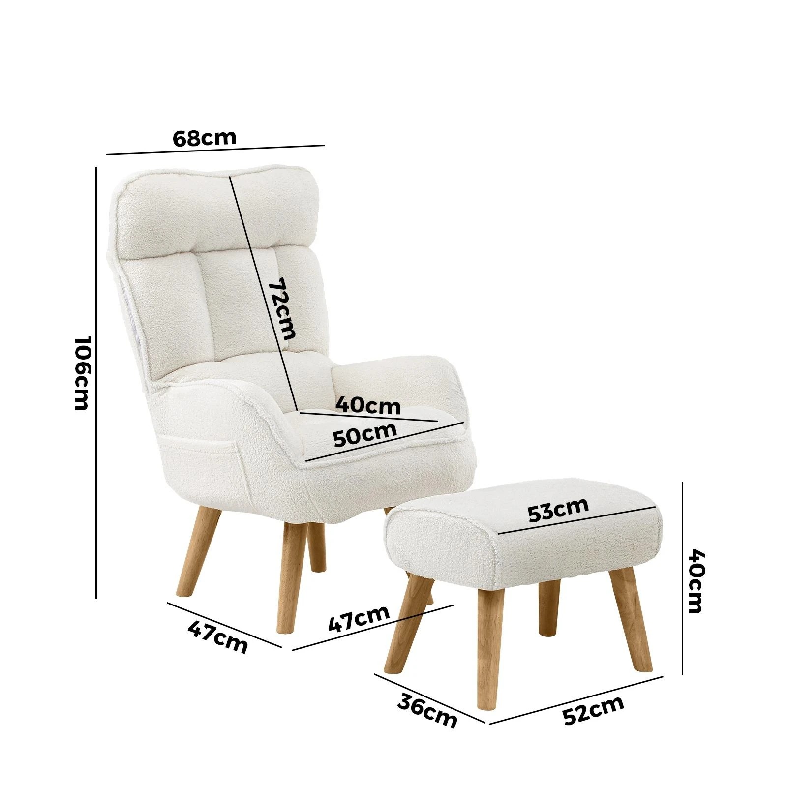 9 Oikiture Swivel Recliner Armchair Lounge Ottoman Accent Chair With Stool Sherpa
 - White, 9 of 10