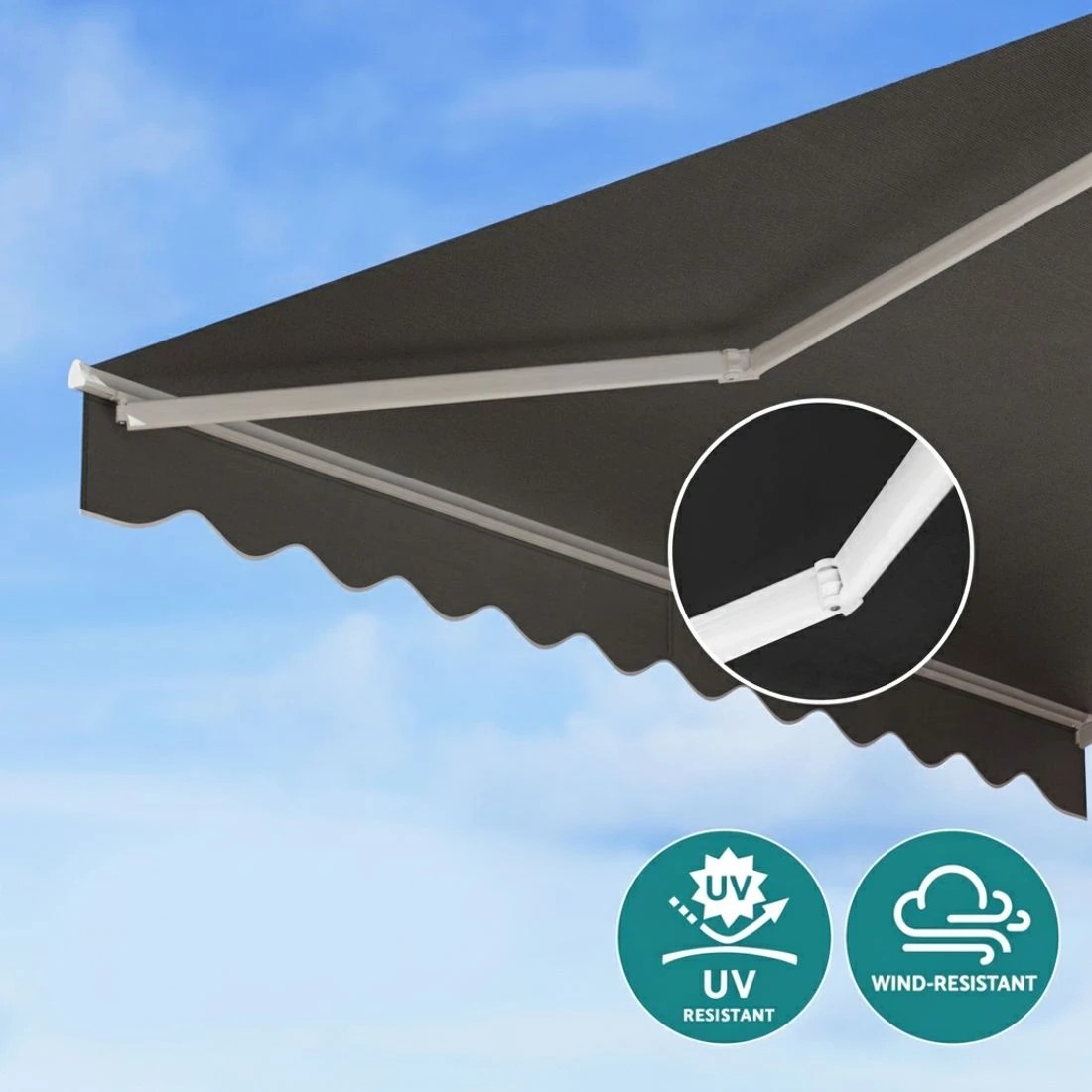 5 Instahut Retractable Folding Arm Awning Motorised Sunshade 3.5M X 2.5M - Grey, 5 of 9