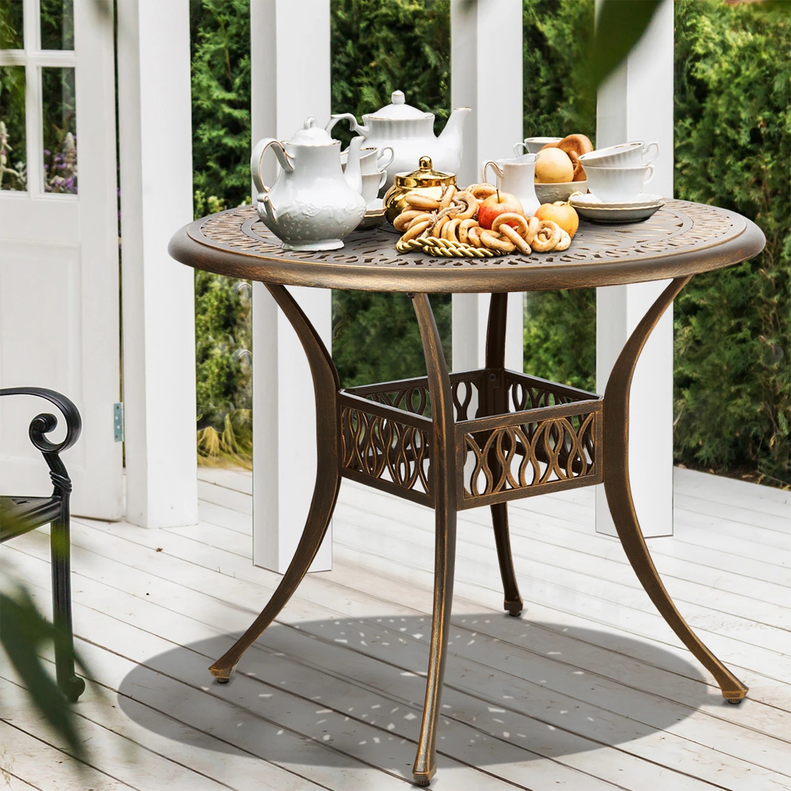 5 Livsip Outdoor Furniture 5 Piece Dining Set Chairs Table Bistro Set Patio Garden
 - Bronze, 5 of 10