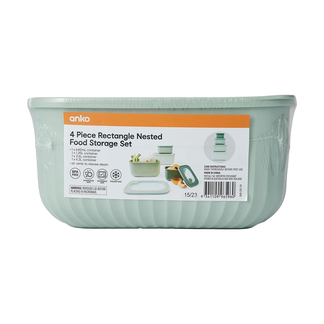 10 4 Piece Rectangle Nested Food Storage Set - Green, 10 of 10