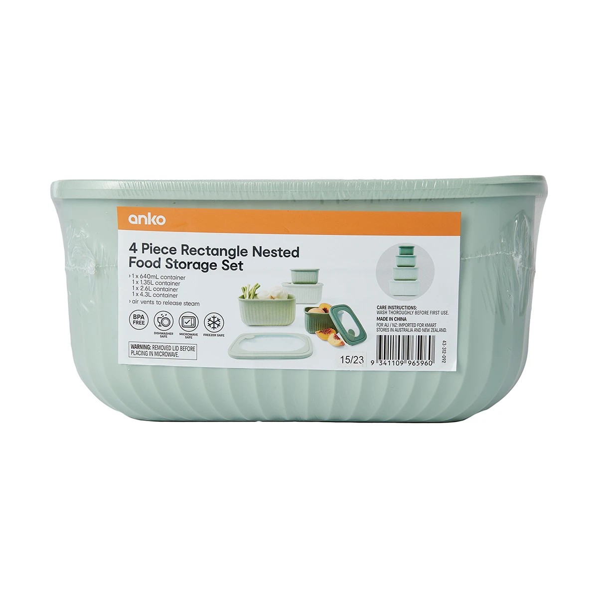 10 4 Piece Rectangle Nested Food Storage Set - Green, 10 of 10