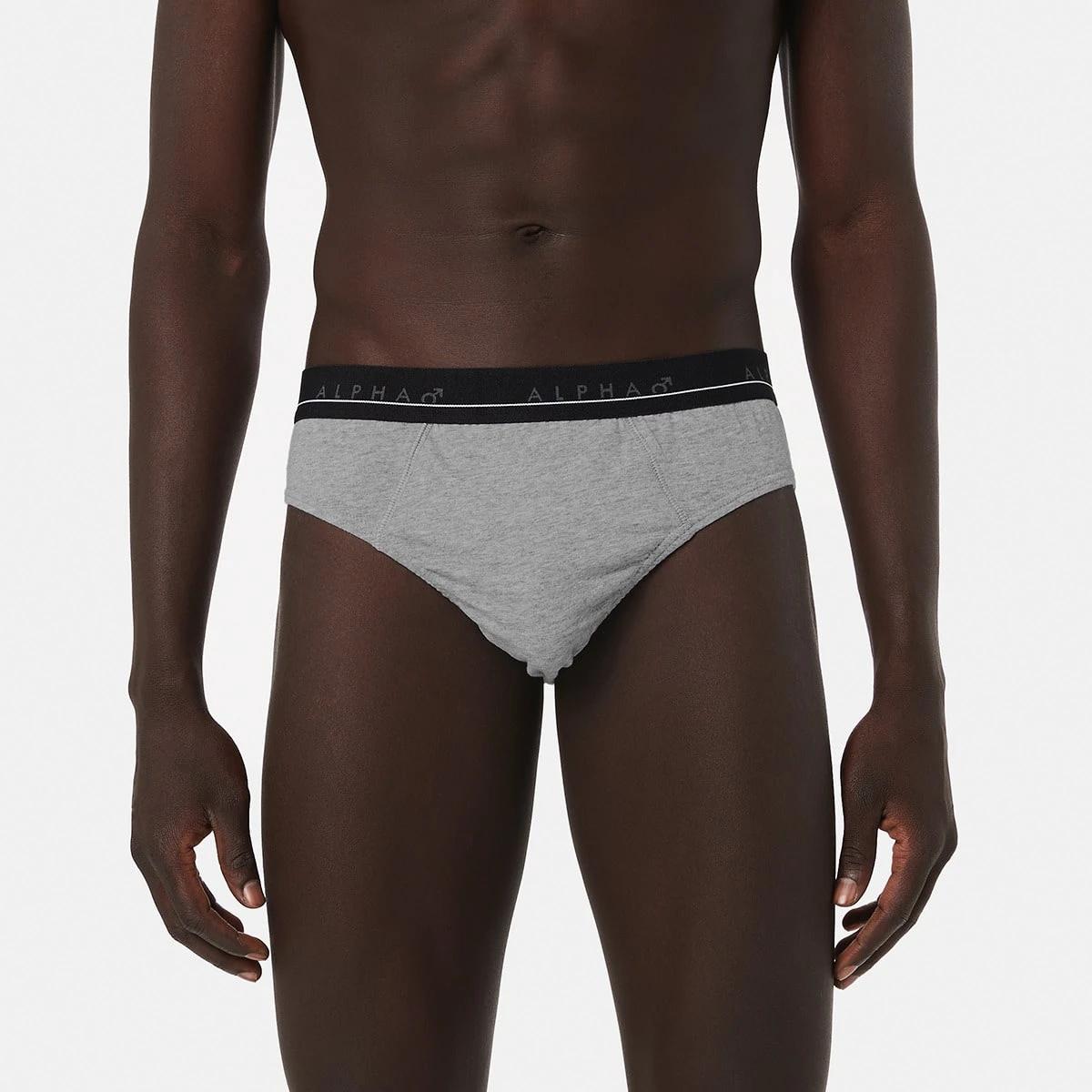 3 5 Pack Alpha Attached Elastic Hipster Briefs Blkgrystrp, 3 of 10