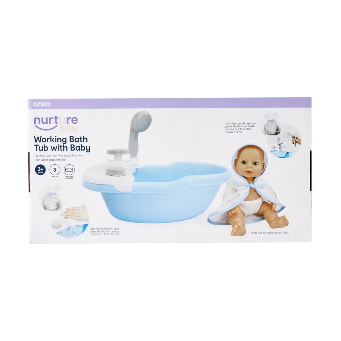 8 3 Piece Nurture Baby: Working Bath Tub with Baby Playset, 8 of 8