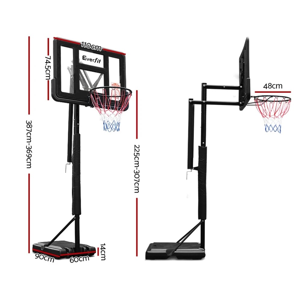 2 Everfit 3.05M Basketball Hoop Stand System Adjustable Height Portable Pro - Black, 2 of 7