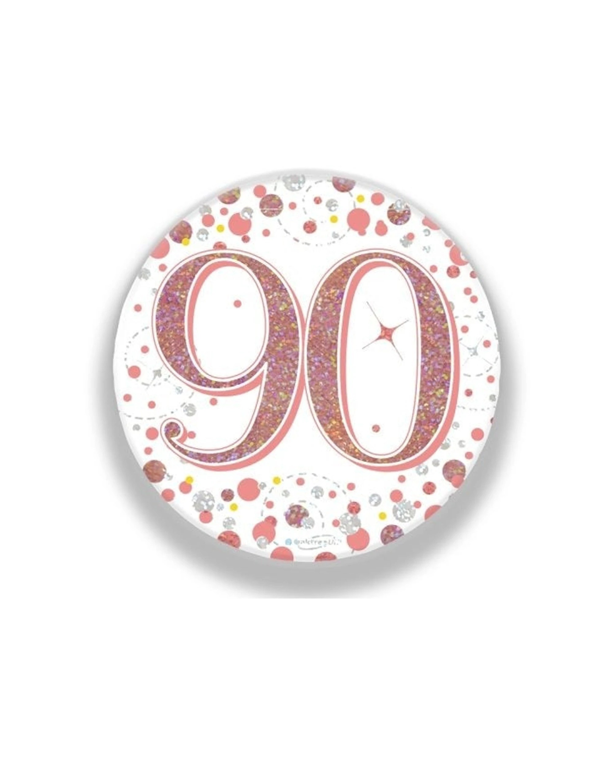 1 Alpen Badge Fizz 90th Celebration Party Accessory 75mm Rose - Gold, 1 of 1