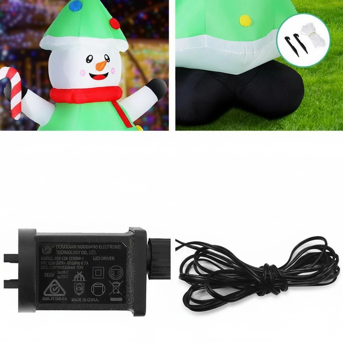 7 Jingle Jollys Christmas Inflatable Snowman Tree 2.75M Height LED Decorations Illuminated - Multi, 7 of 7