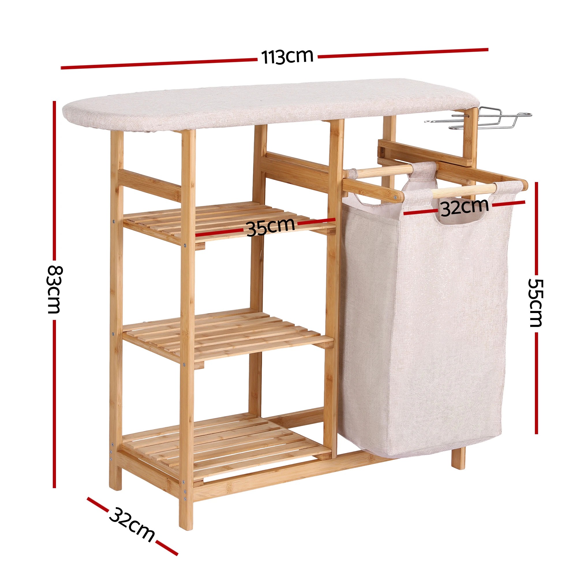 3 Artiss Laundry Hamper Laundry Basket Organizer with Ironing Board - Natural, 3 of 9