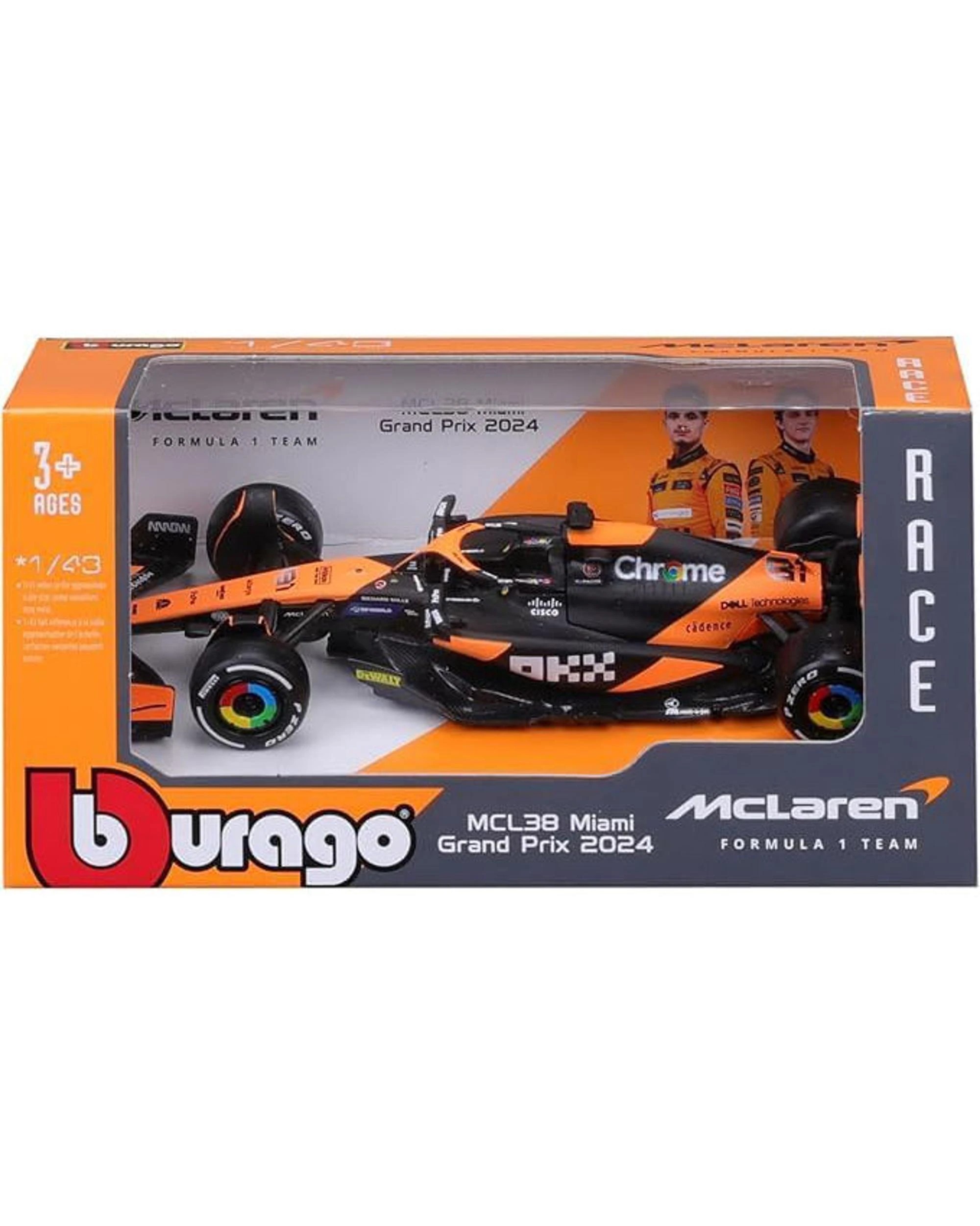 6 Bburago Formula Racing 2024 F-1 McLaren MCL38 #81 Oscar Piastri 1:43 Scale Diecast Vehicle, 6 of 6