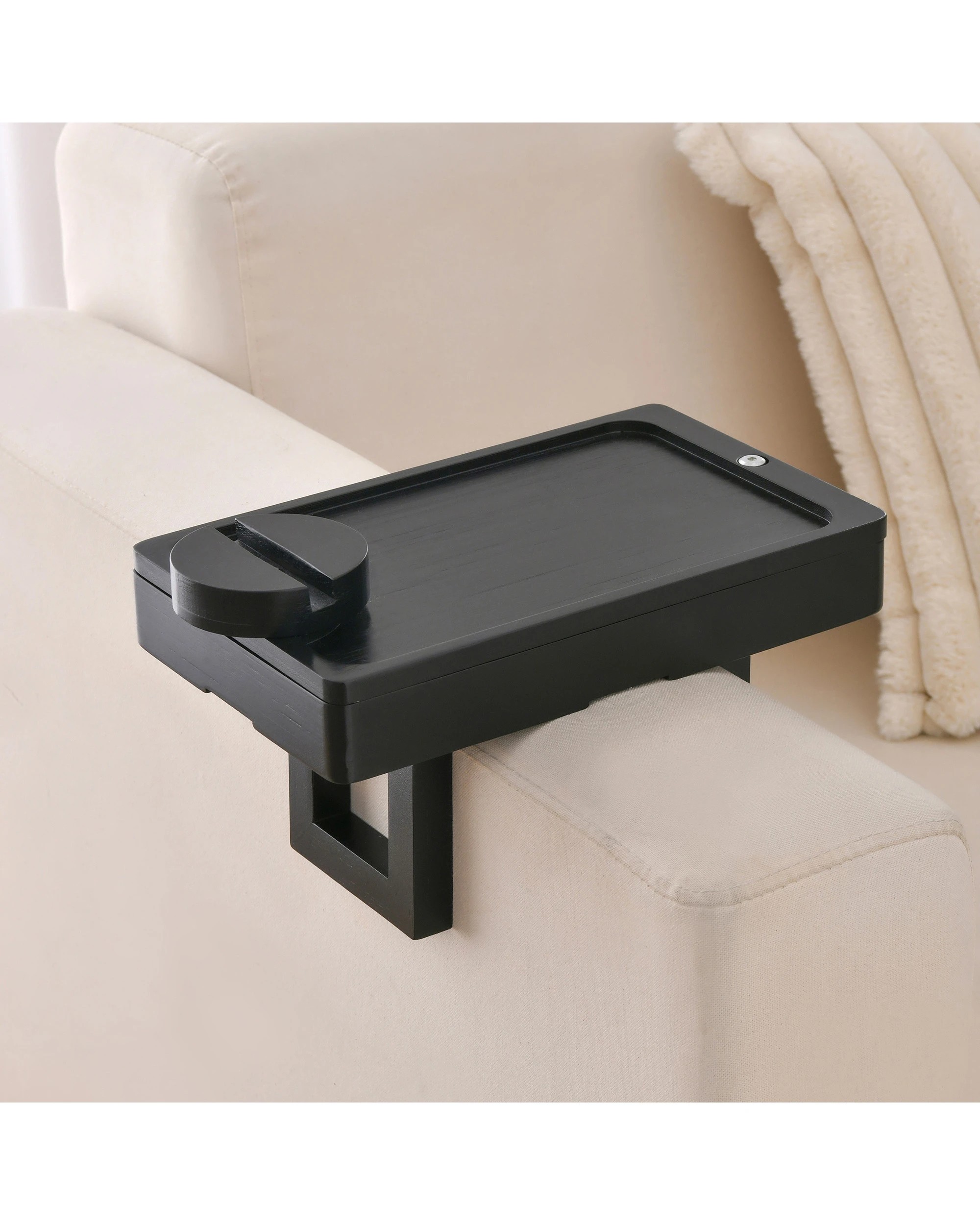 8 Sherwood Japandi Armrest Sofa Tray Table - Black, 8 of 10
