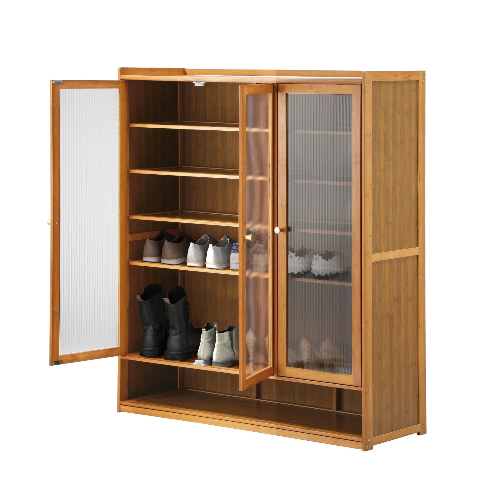 7 Oikiture Shoe Cabinet Shoes Storage Rack Organiser 3 Doors Shelf
 - Brown, 7 of 8