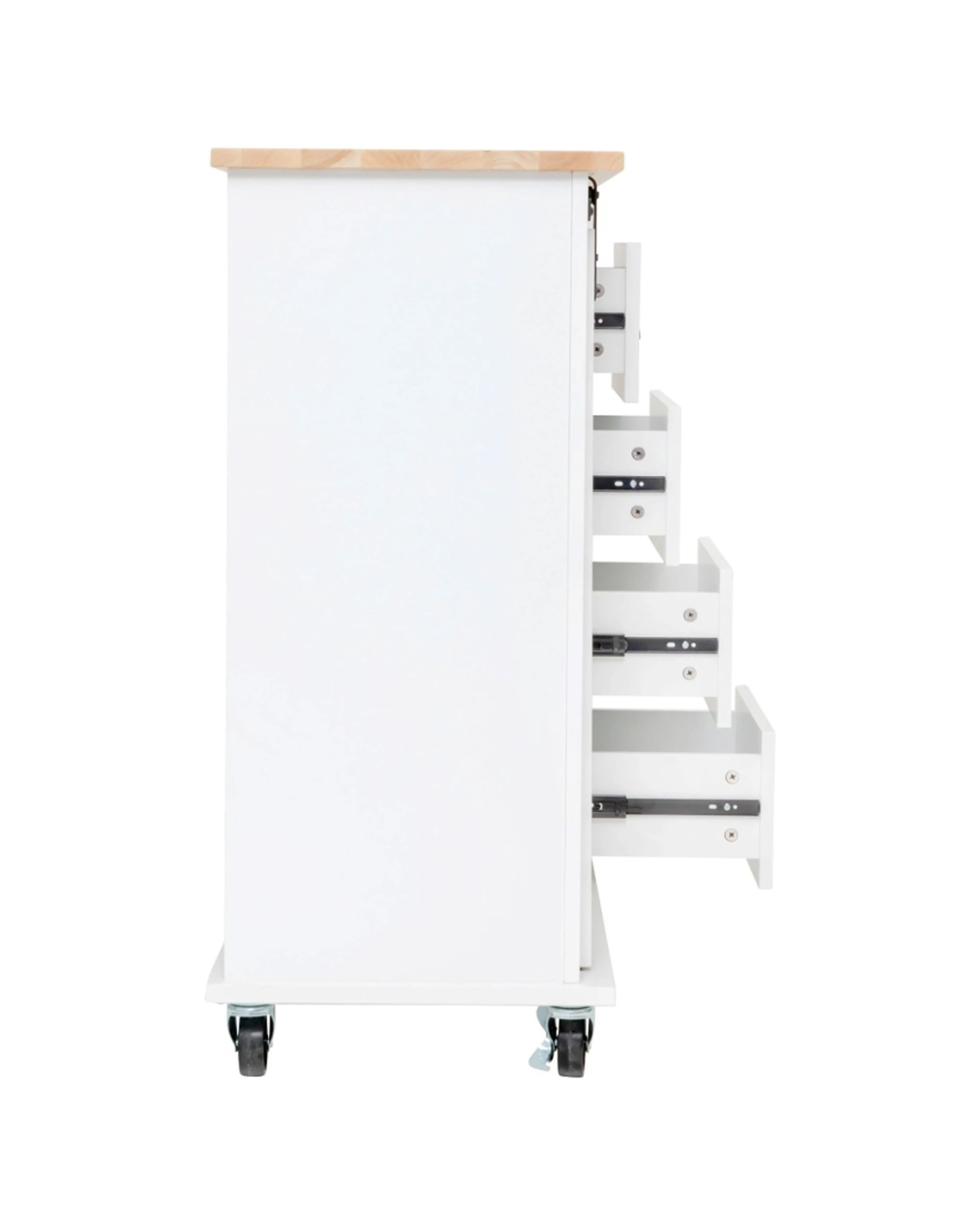 8 Alpine Bay South Hampton Kitchen Trolley 4 Drawer 1 Sliding Barn Door - White, 8 of 9