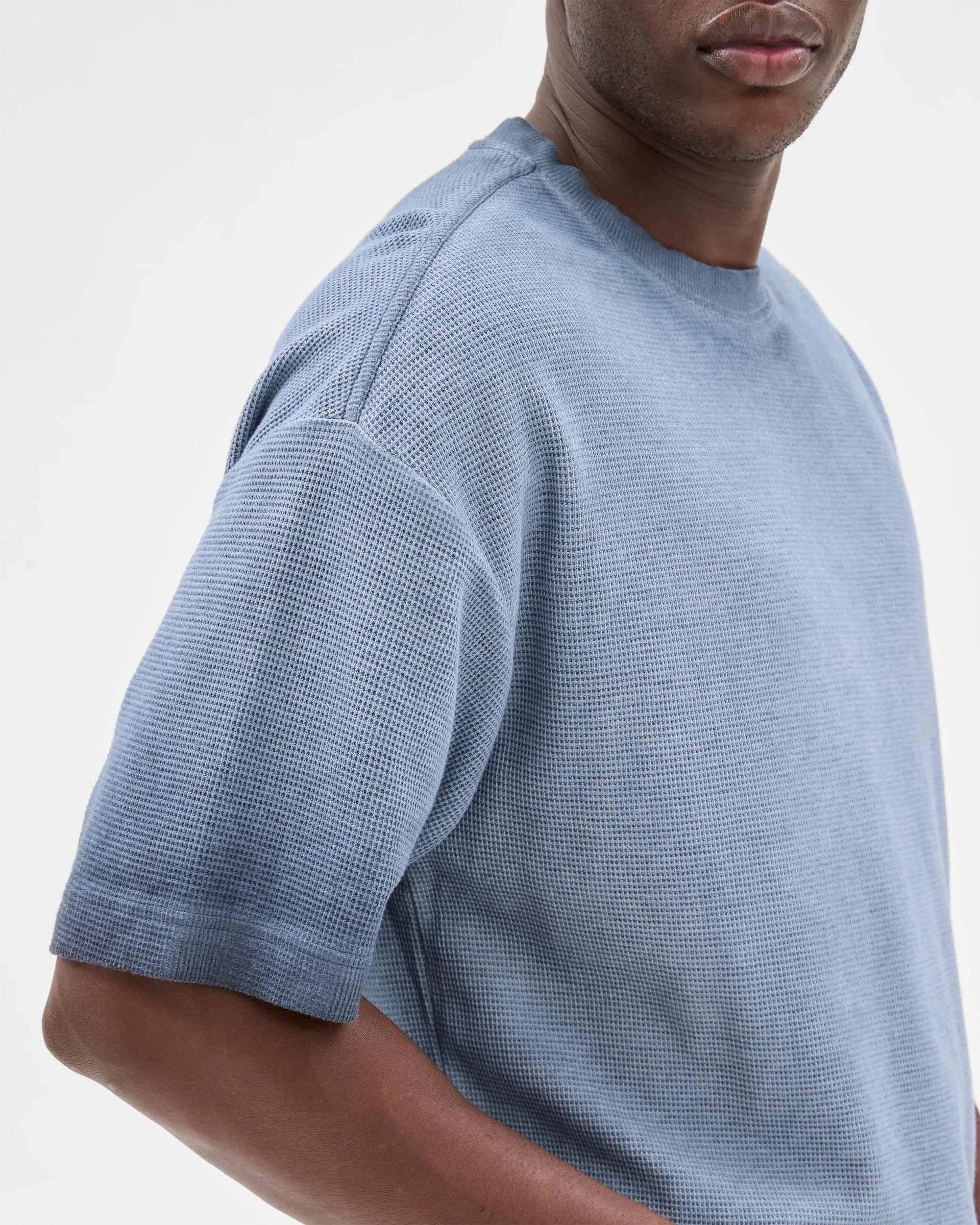 4 Australian Cotton Blend Waffle T-Shirt - Commons NAVY BLAZER, 4 of 6