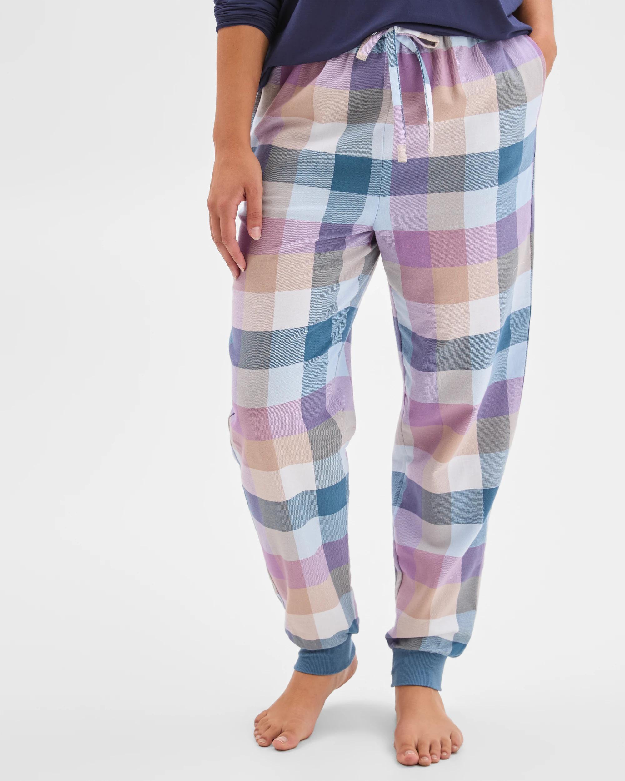 3 Target Woman Australian Cotton Flannelette Jogger Sleep Pants BLUE BUFFALO, 3 of 5