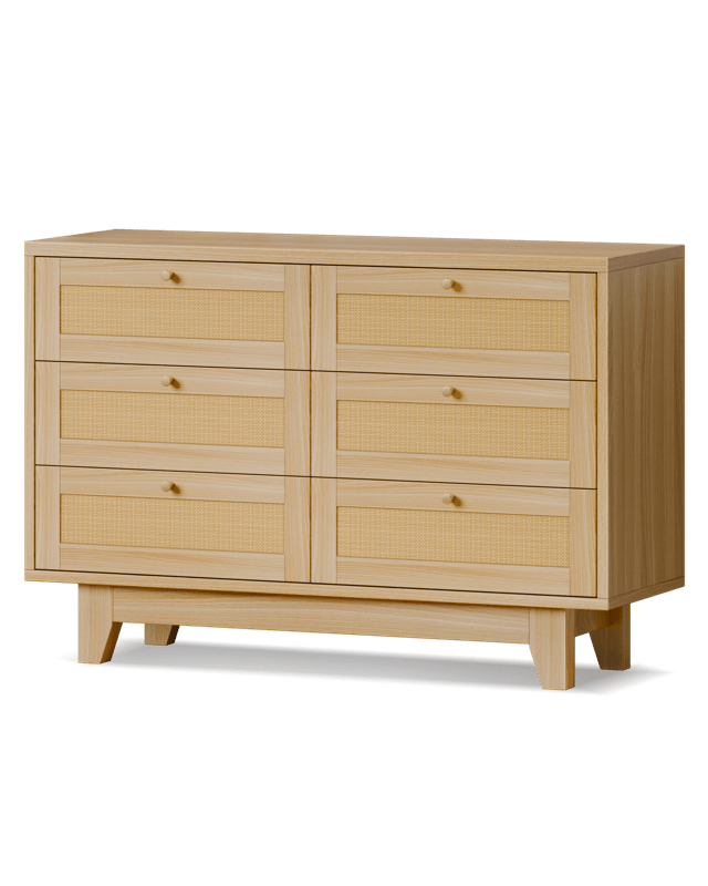 Alfordson 6 Chest of Drawers Rattan Storage Cabinet Dresser -