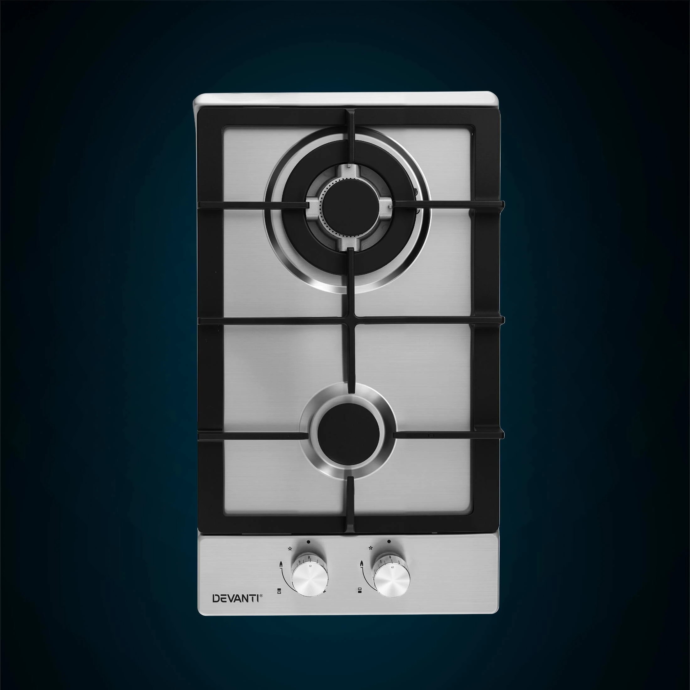 10 Devanti Gas Cooktop 30cm 2 Burner - Silver, 10 of 10