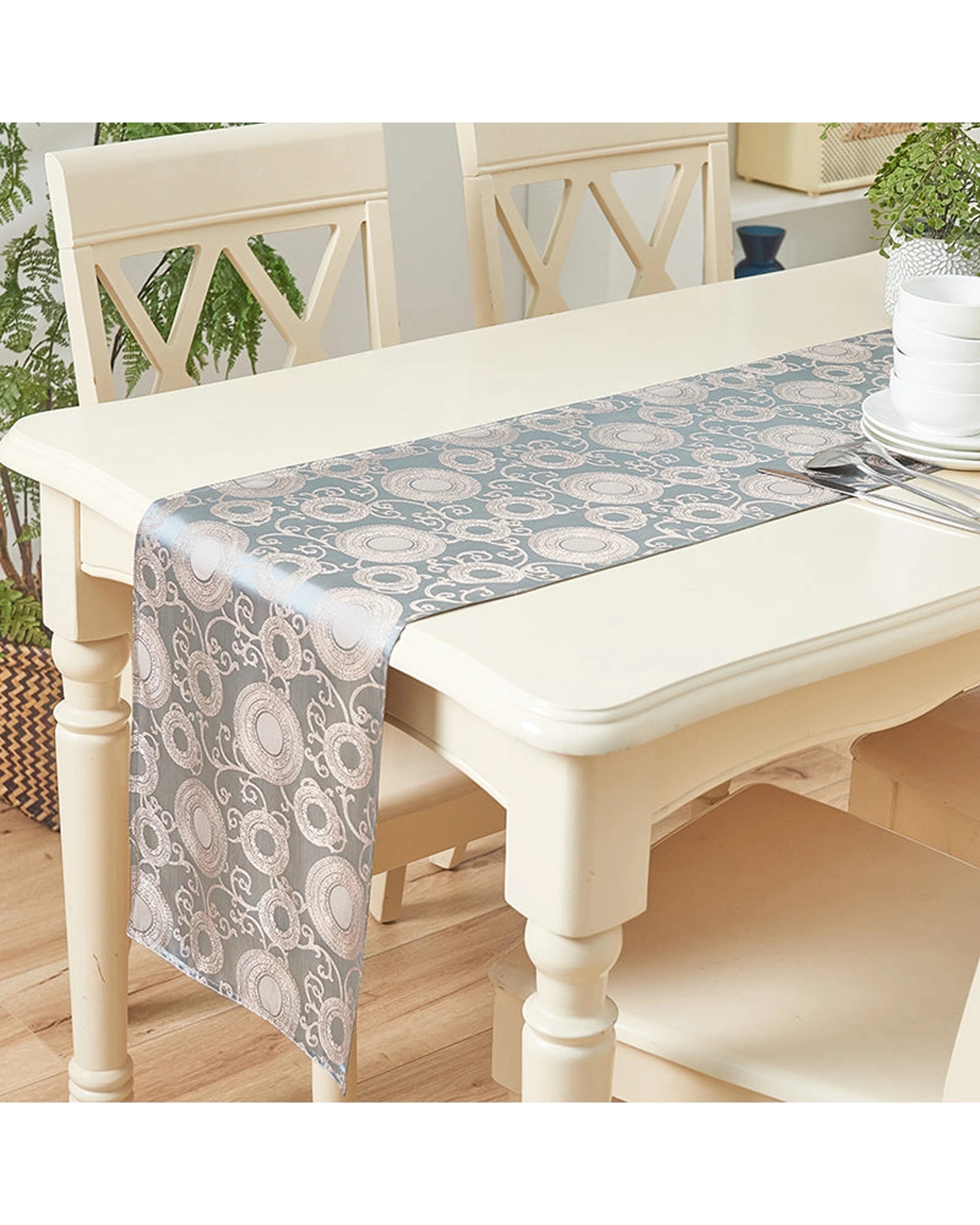 4 Cotton More Premium Sateen Jacquard Dining Table Runner - Pattern, 4 of 7
