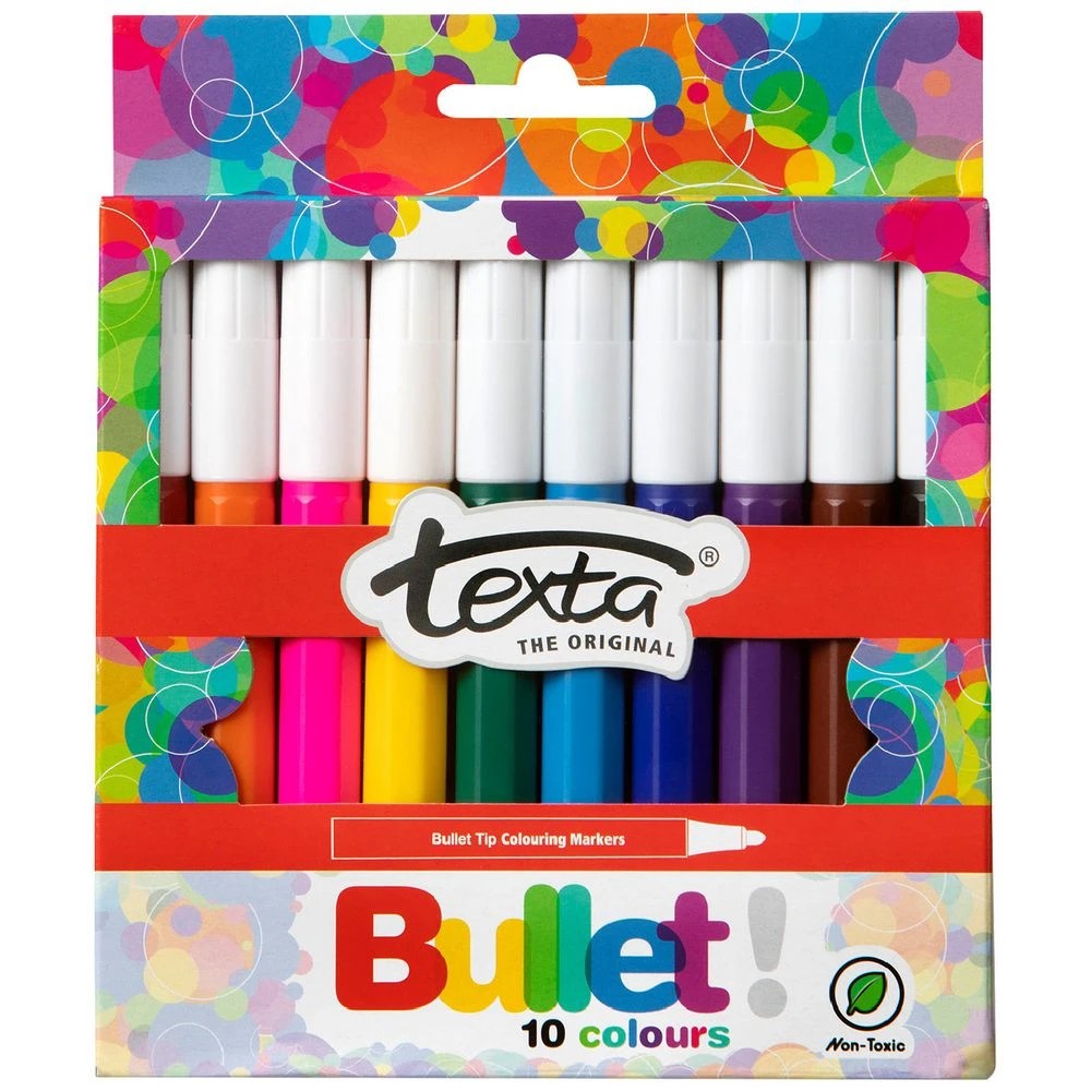 1 Texta Bullet Tip Coloured Markers Assorted 10 Pack, 1 of 1