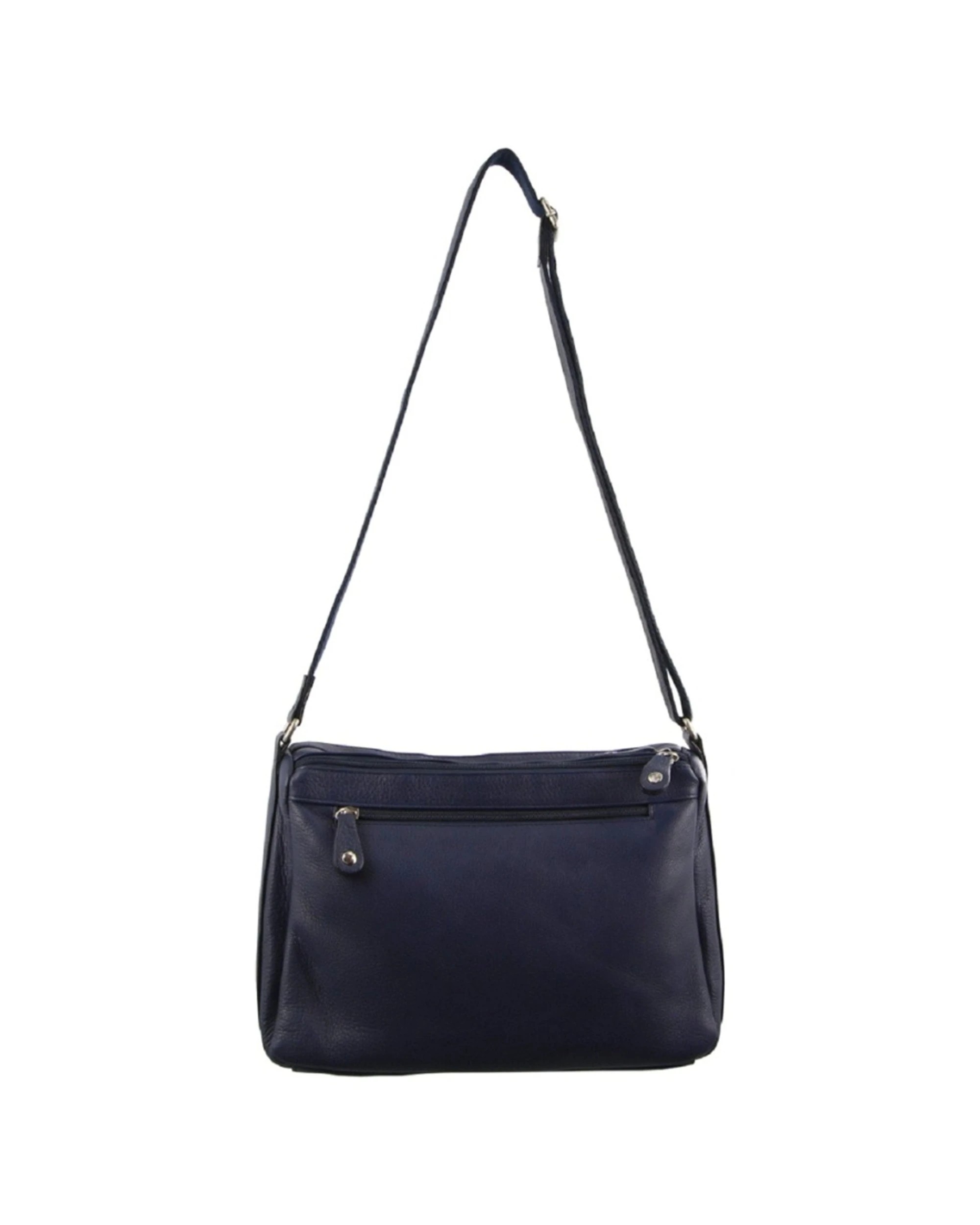3 Milleni Women's Nappa Leather Shoulder Crossbody Bag 35x22cm Navy - Blue, 3 of 3