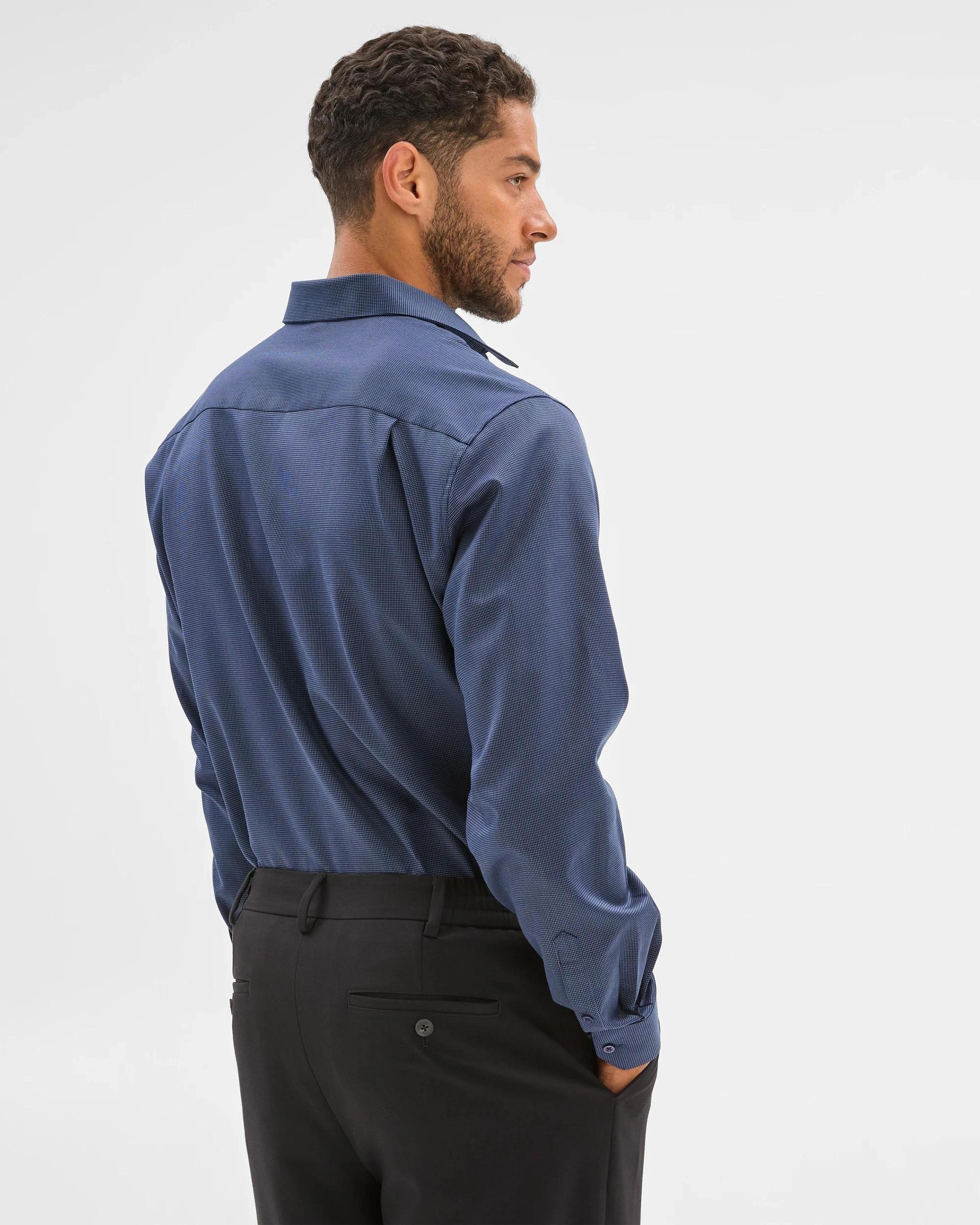 6 Preview Australian Cotton Textured Shirt NAVY, 6 of 6