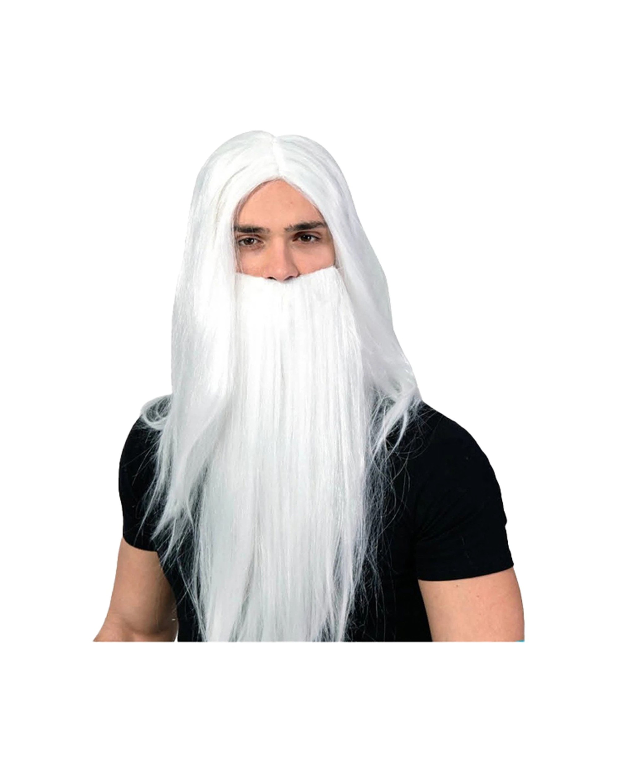 1 JD Party Wizard Wig And Beard Set Synthetic Costume Accessory - White, 1 of 1
