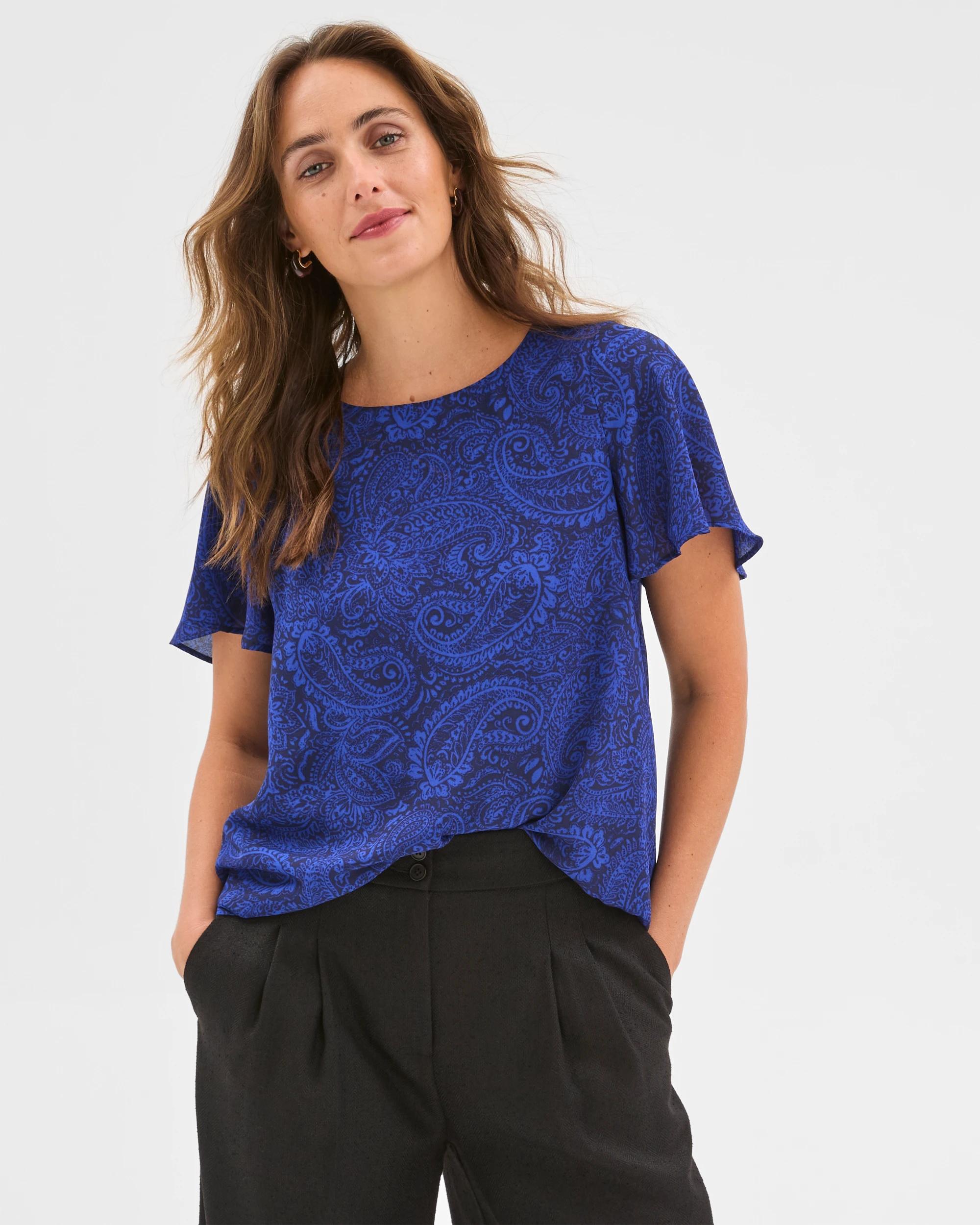 1 Preview Ella Crew Neck Blouse WINTER PAISLEY, 1 of 6