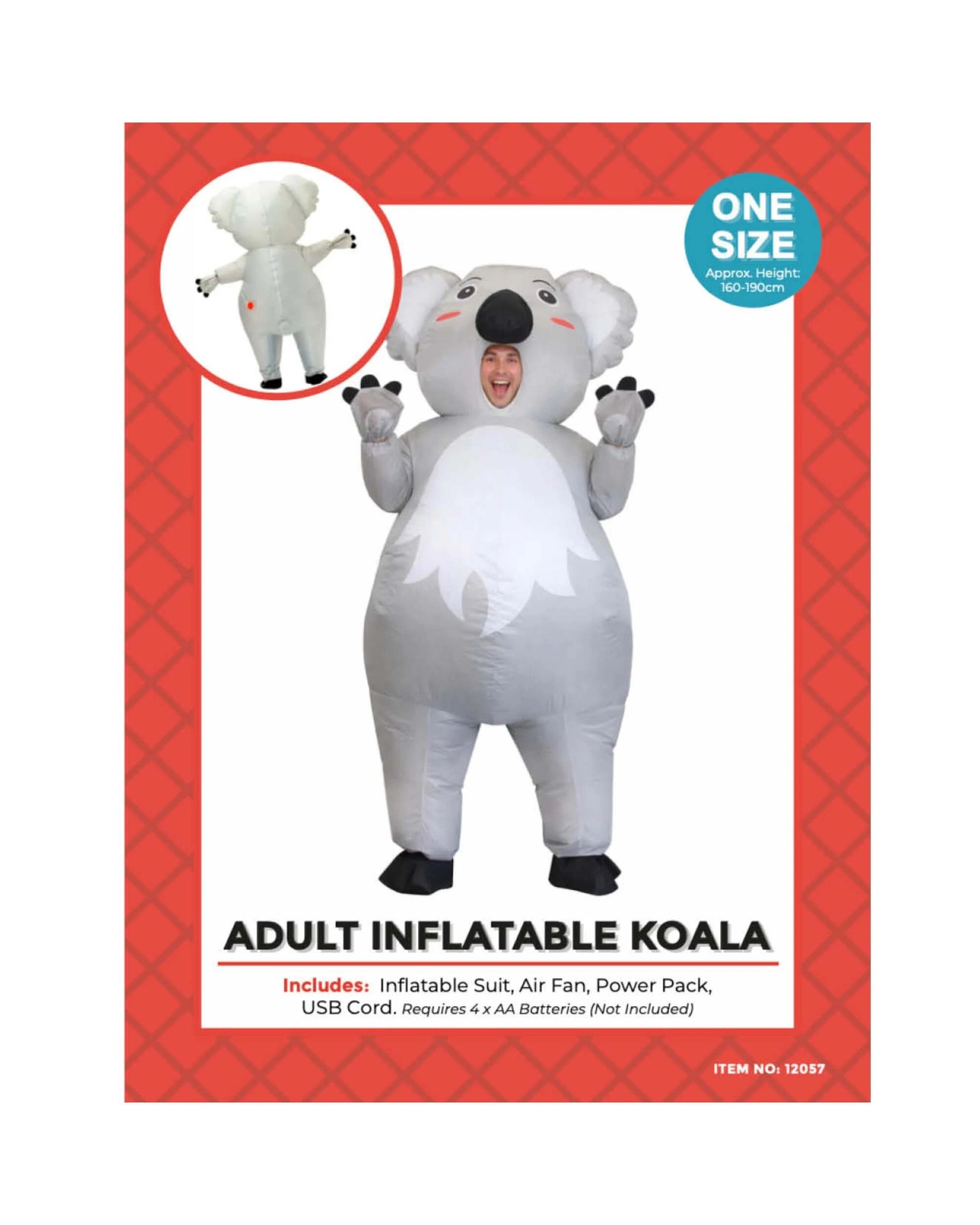 2 JD Party Adult Inflatable Koala Costume - Standard - One Size - Grey, 2 of 2