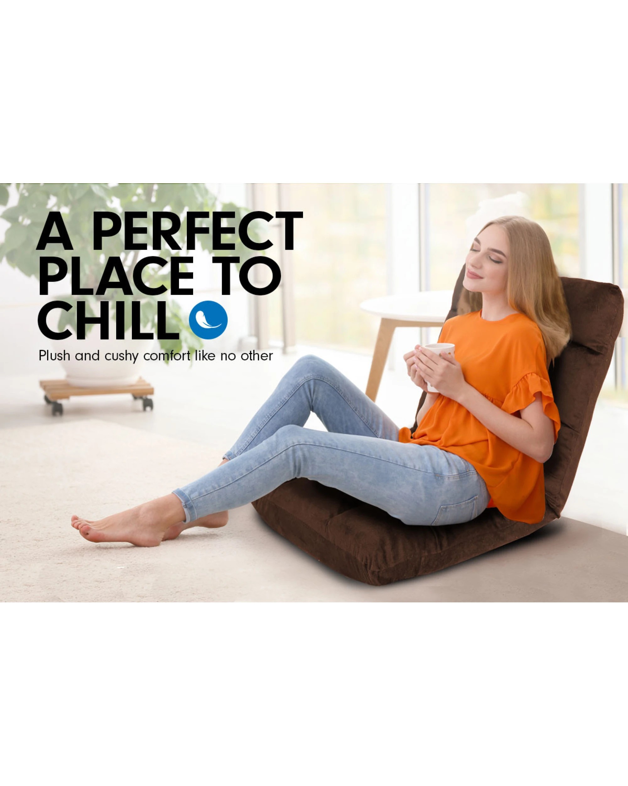 3 Adjustable Cushioned Floor Gaming Lounge Chair 100 X 50 X 12cm - Brown, 3 of 7