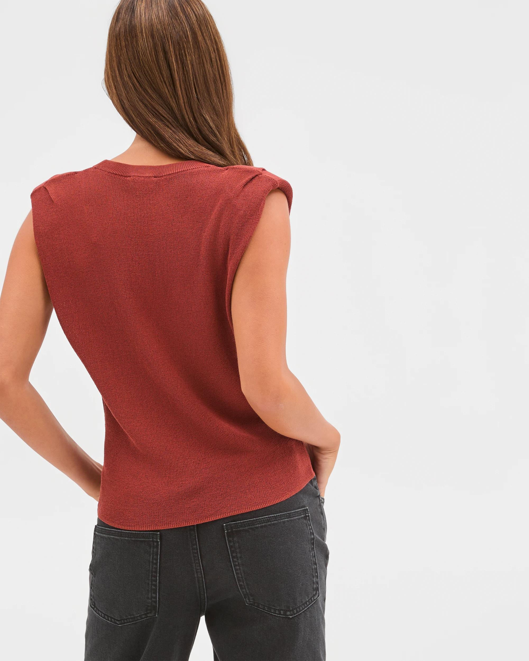 7 Lily Loves Extended Shoulder Knit Top RUST, 7 of 7
