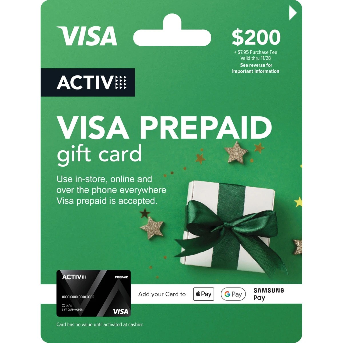 1 Activ VISA $200 Prepaid Gift Card