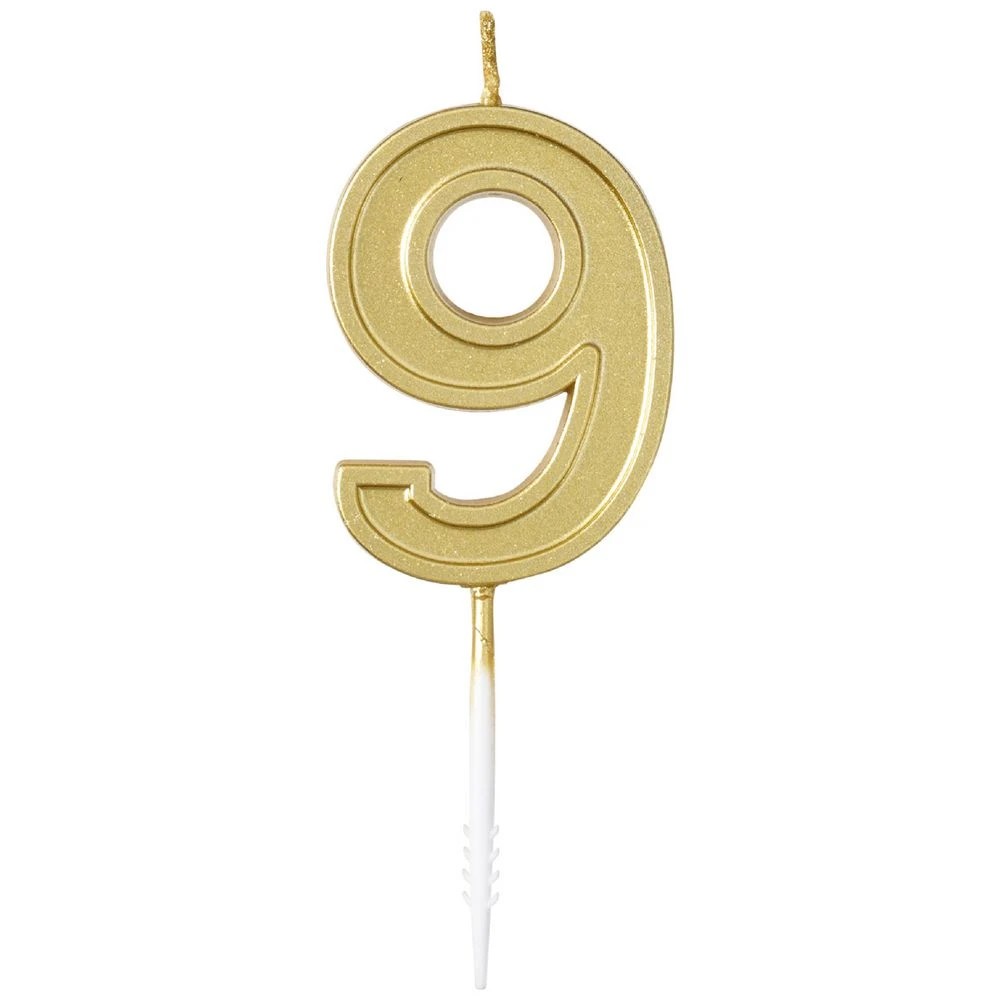 2 Otto Candle Number 9 Gold, 2 of 2