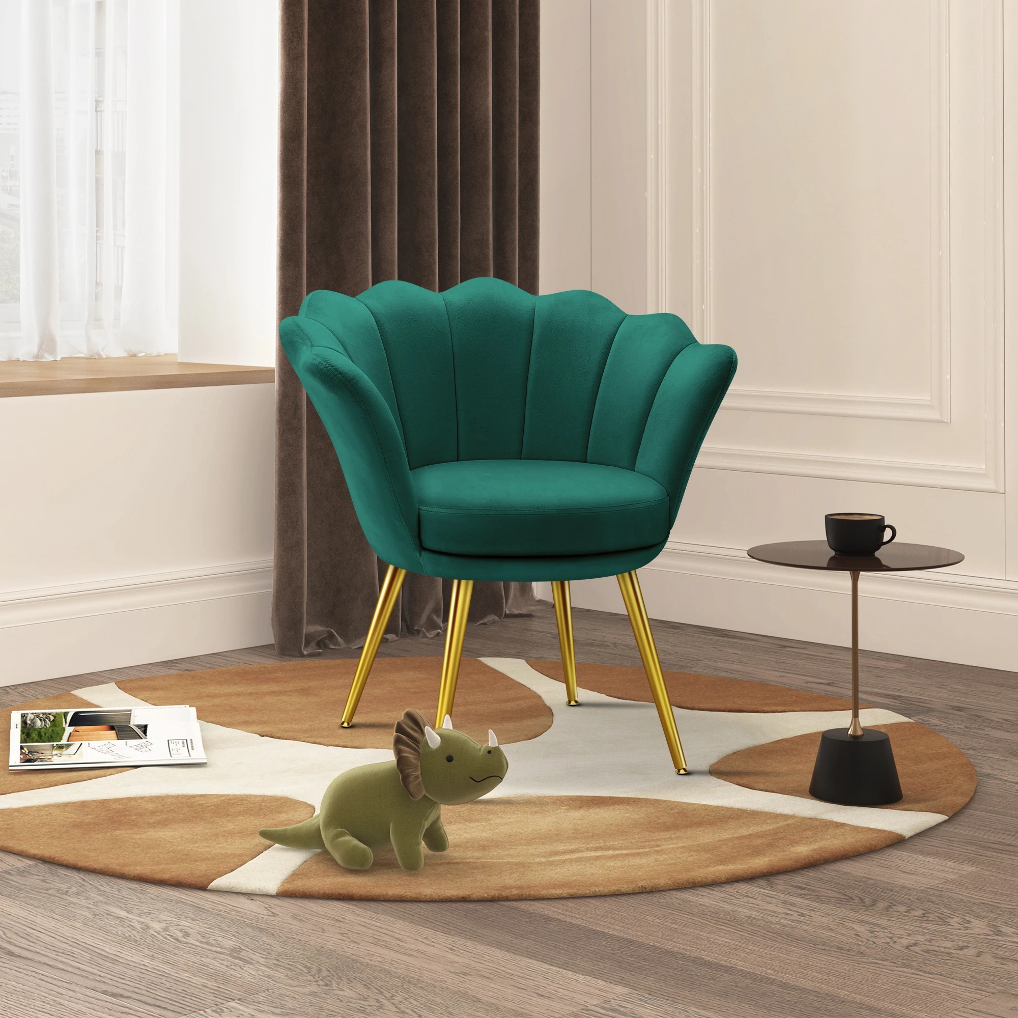 5 Alfordson Armchair Lounge Chair Upholstered Accent Chair Velvet Sofa Couch - Green, 5 of 9