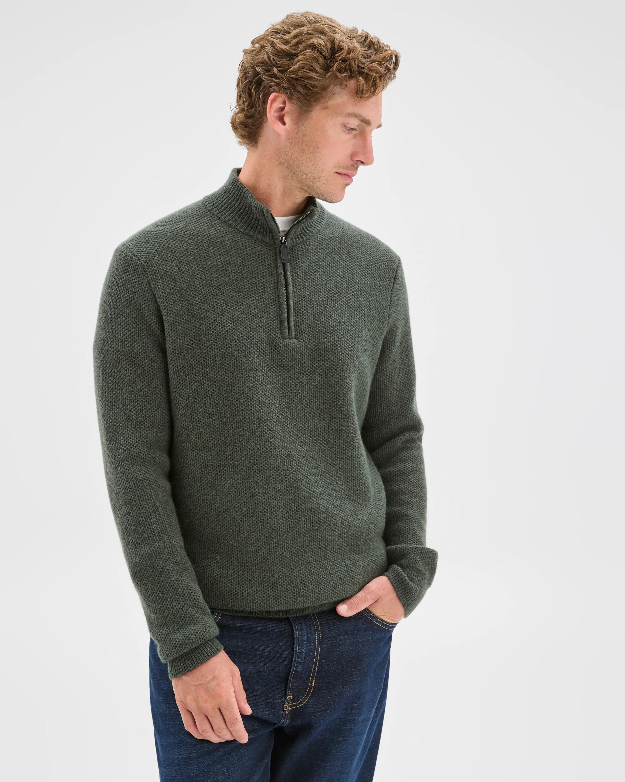 4 Target Man Lambswool 1/2 Zip Knit Jumper MOSS GREEN, 4 of 7