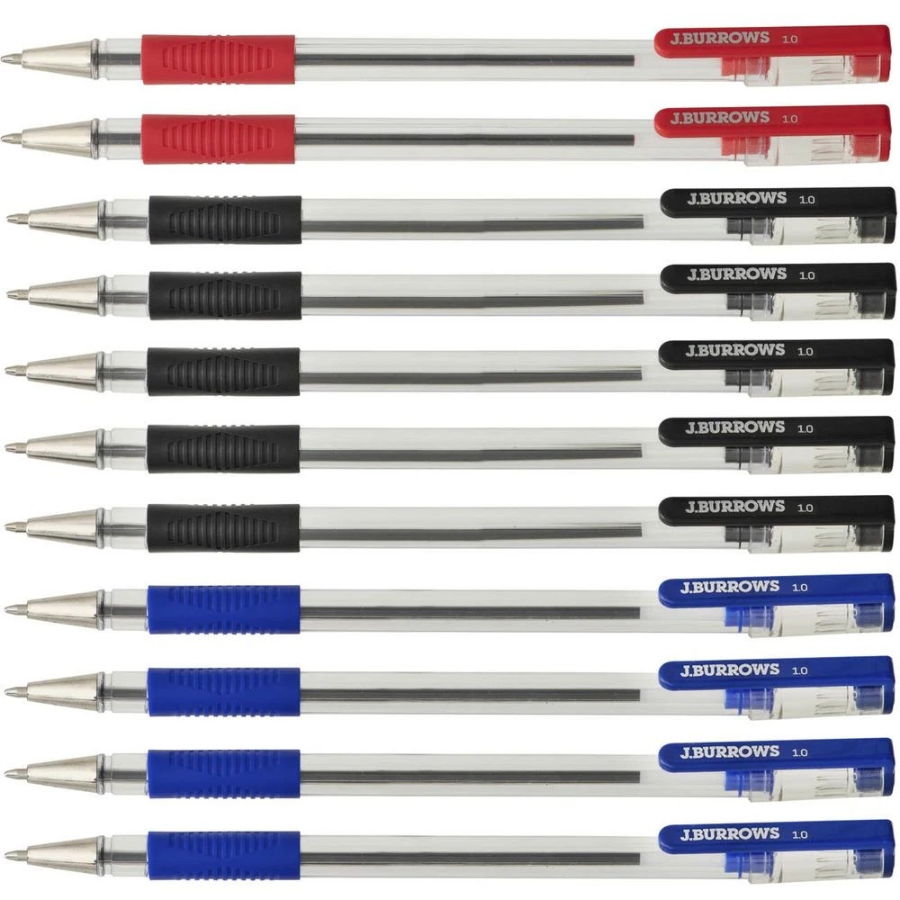 2 J.Burrows Grip Ballpoint Pens 1.0mm Assorted 10 Pack, 2 of 2