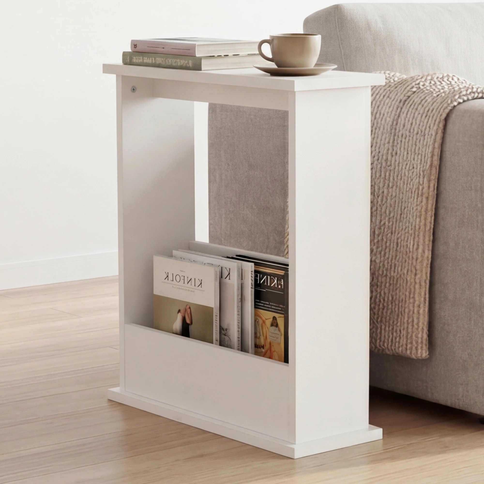 7 Levede Narrow End Table Modern Office Side Table Magazine Rack Bedside Storage, 7 of 8