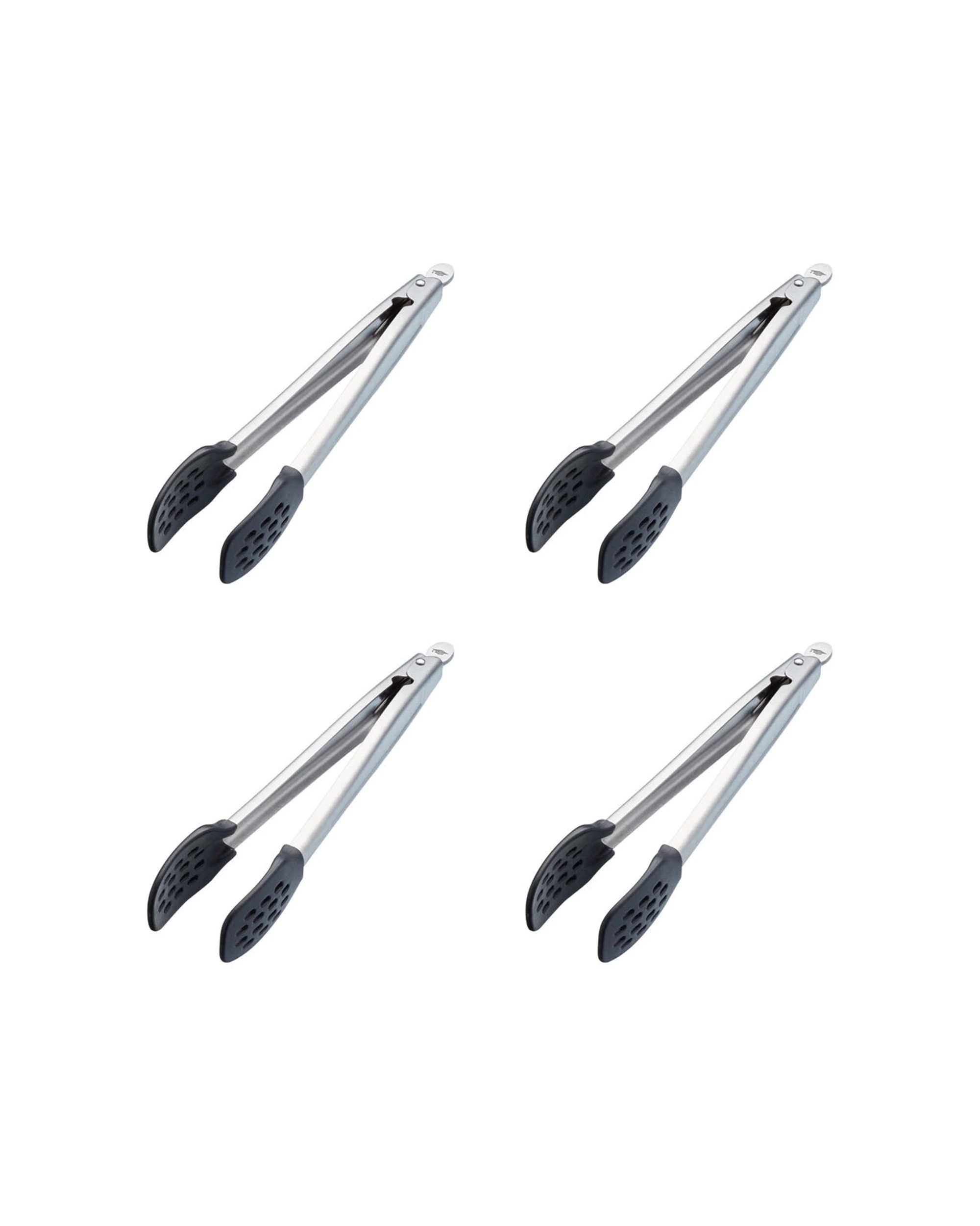 1 Mastercraft Food Tongs 4PK Stainless Steel Handle Nylon Head Kitchen Utensil - Black, 1 of 6