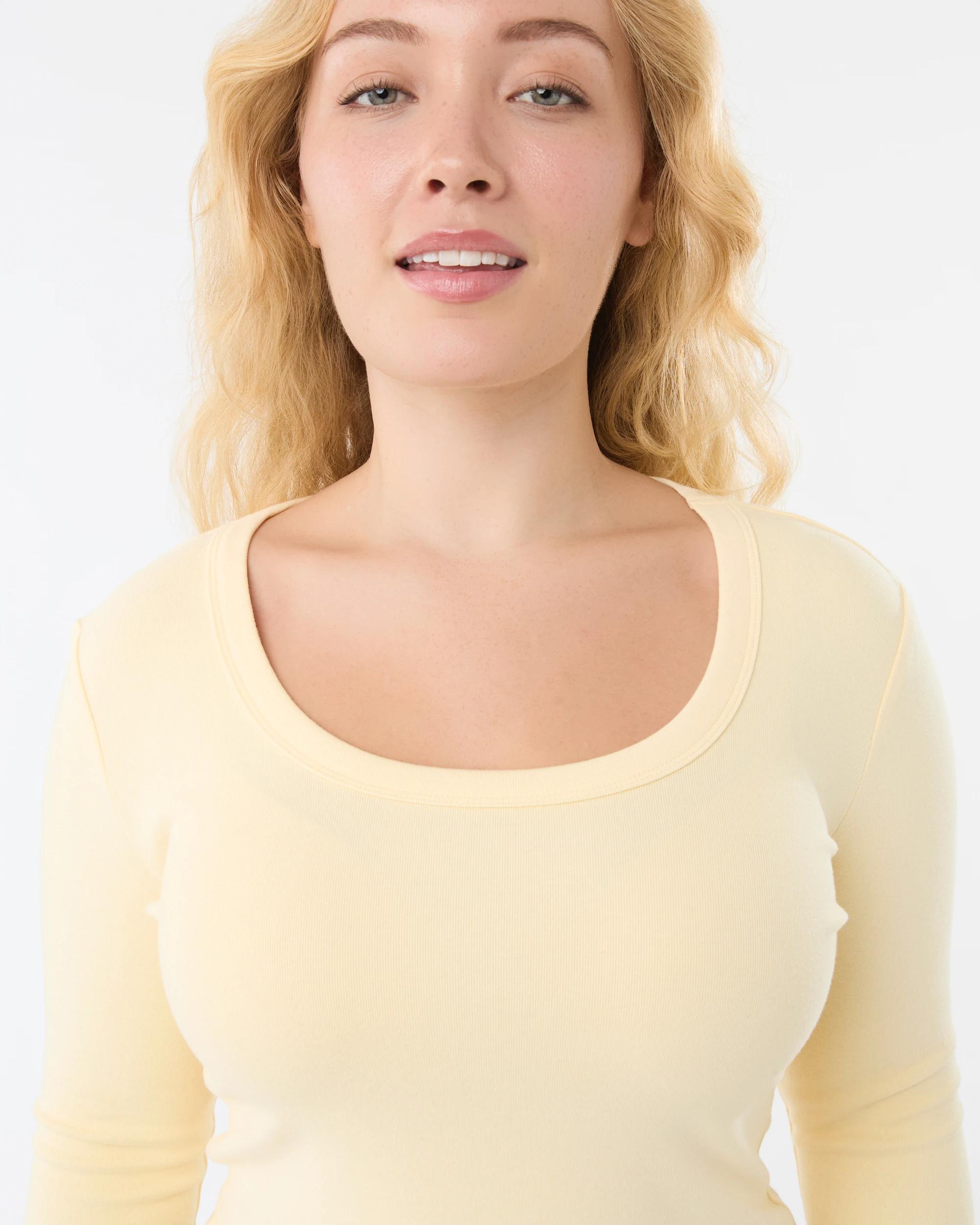 3 Long Sleeve Rib Scoop Neck T-shirt Fln Yellow, 3 of 6