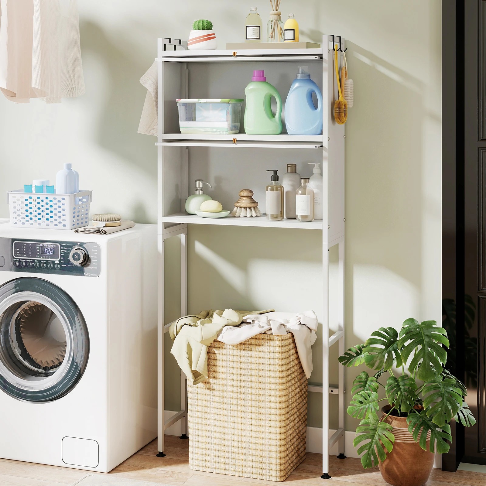 3 Costway Over Toilet Cabinet Flip-up Bathroom Storage Organizer Space-saving Laundry, 3 of 4