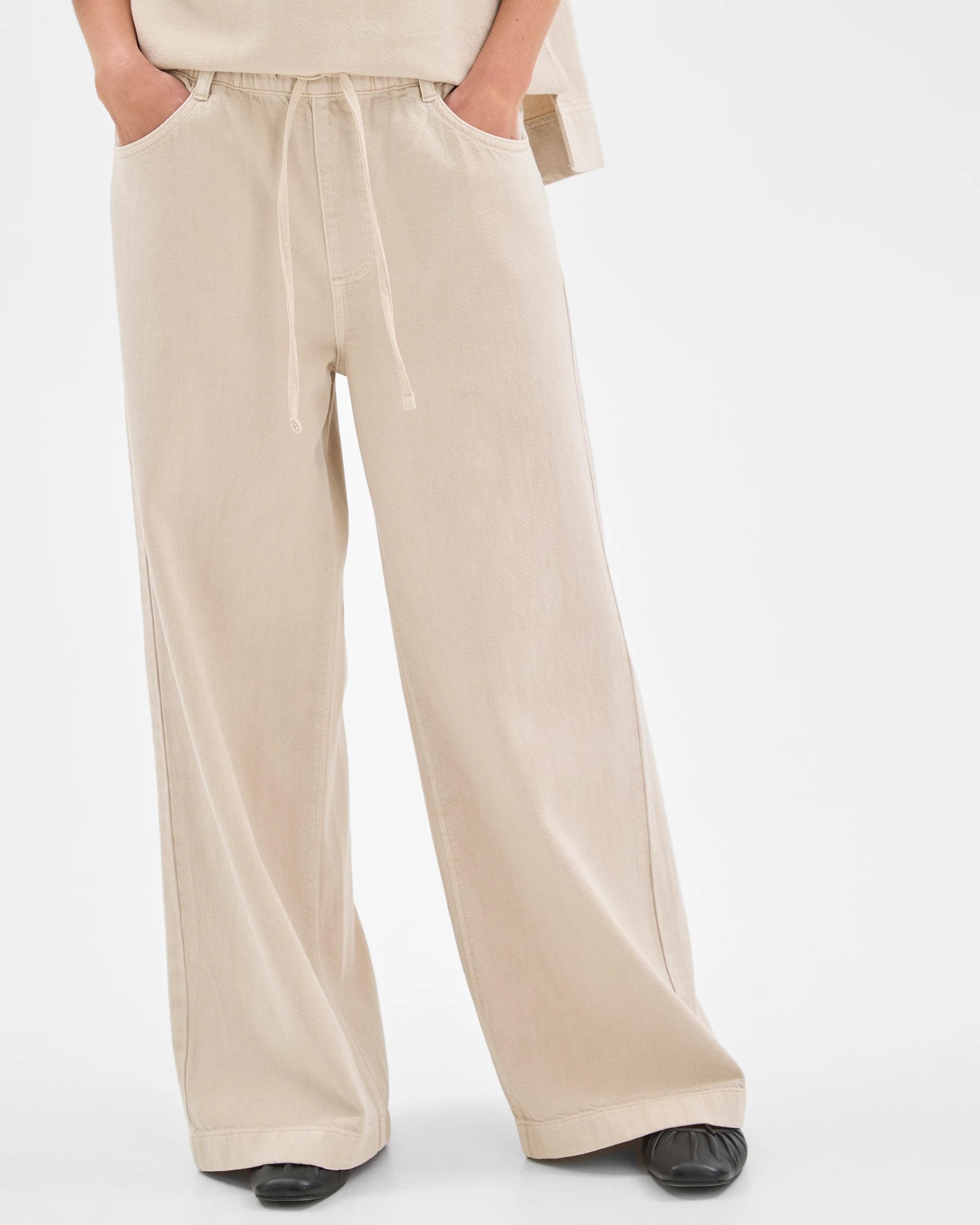 5 Target Denim AirLoom Pull On Wide Leg Denim Jeans WASHED SAND, 5 of 7