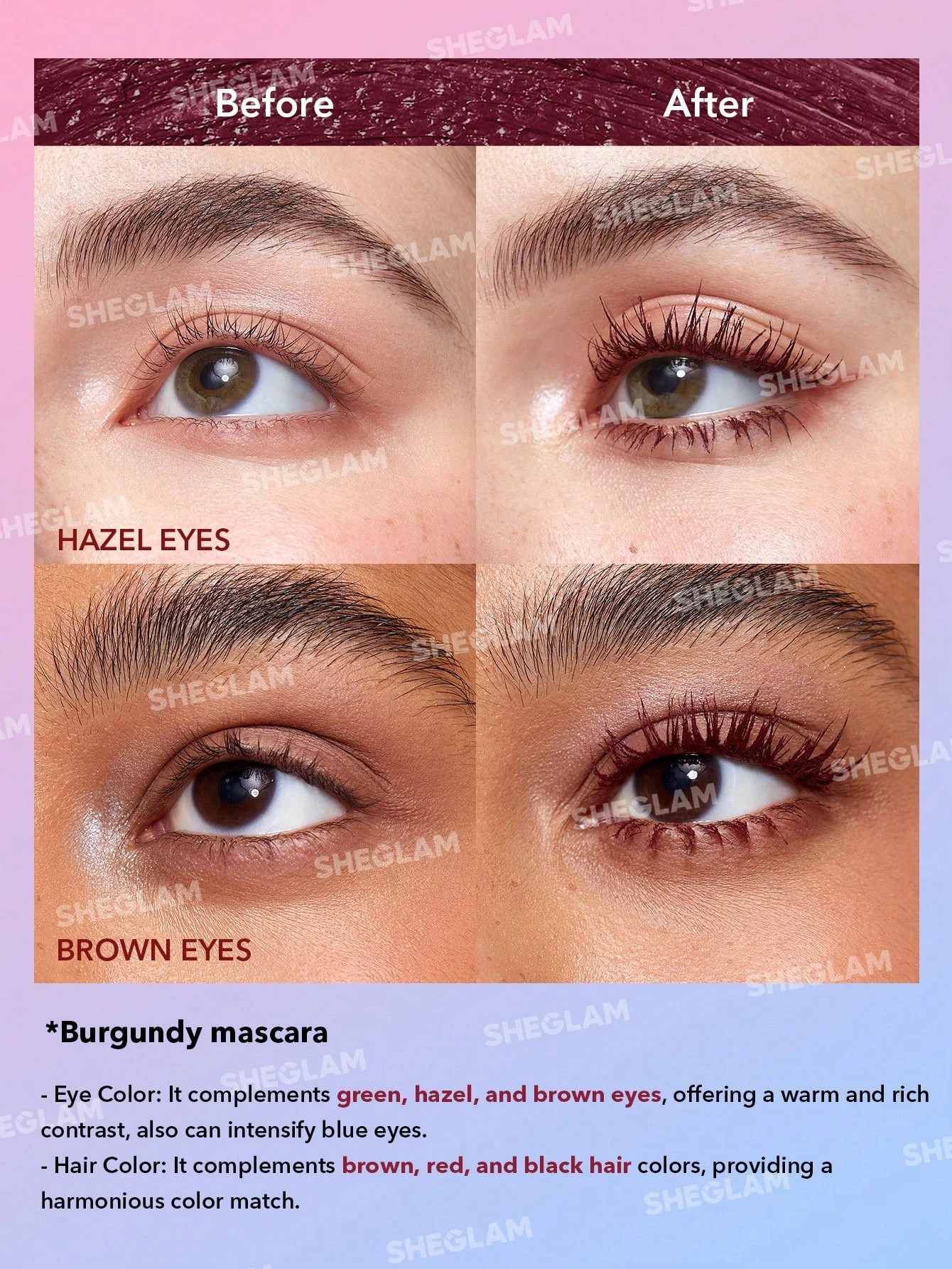 4 SHEGLAM All-In-One Volume & Length Mascara - Waterproof Burgundy, 4 of 9