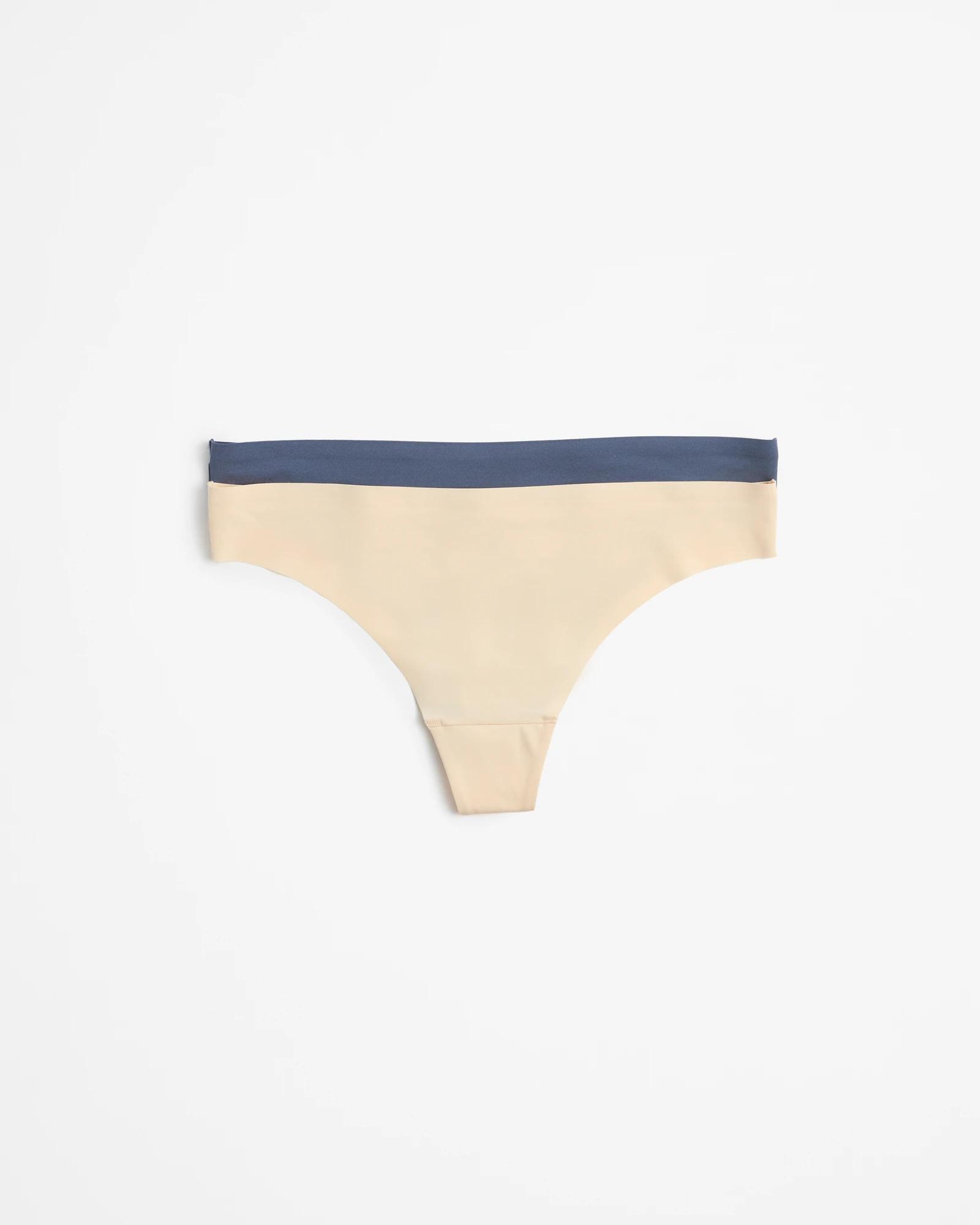 1 Target Womens Bonded No Show G-string Briefs 2 Pack BLUE INDIGO/BARE BEAUTY, 1 of 3