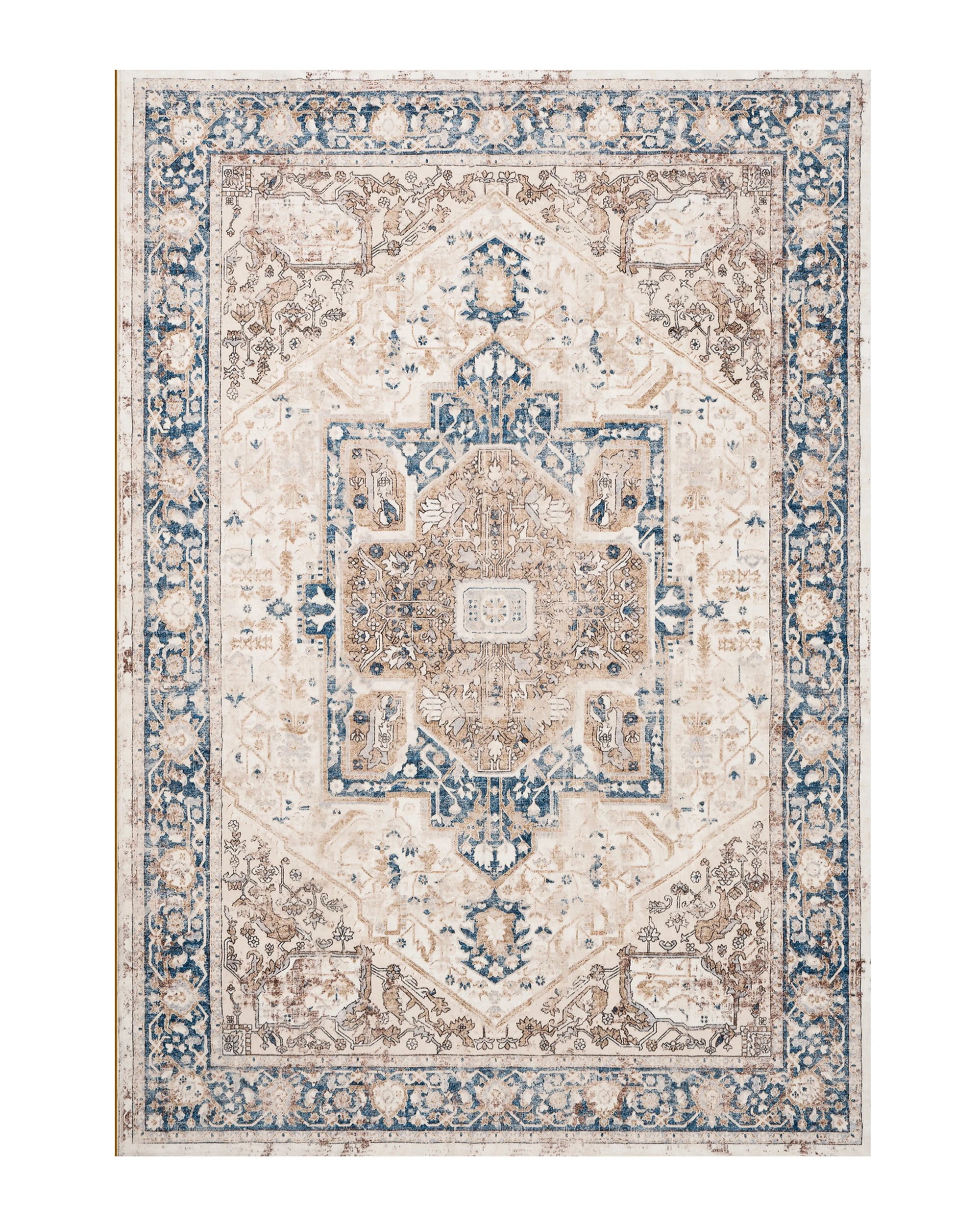 1 ZUNI Distressed Vintage Floor Rug 160x230CM Washable Modern Area Rug Carpet Pale Blue, 1 of 7
