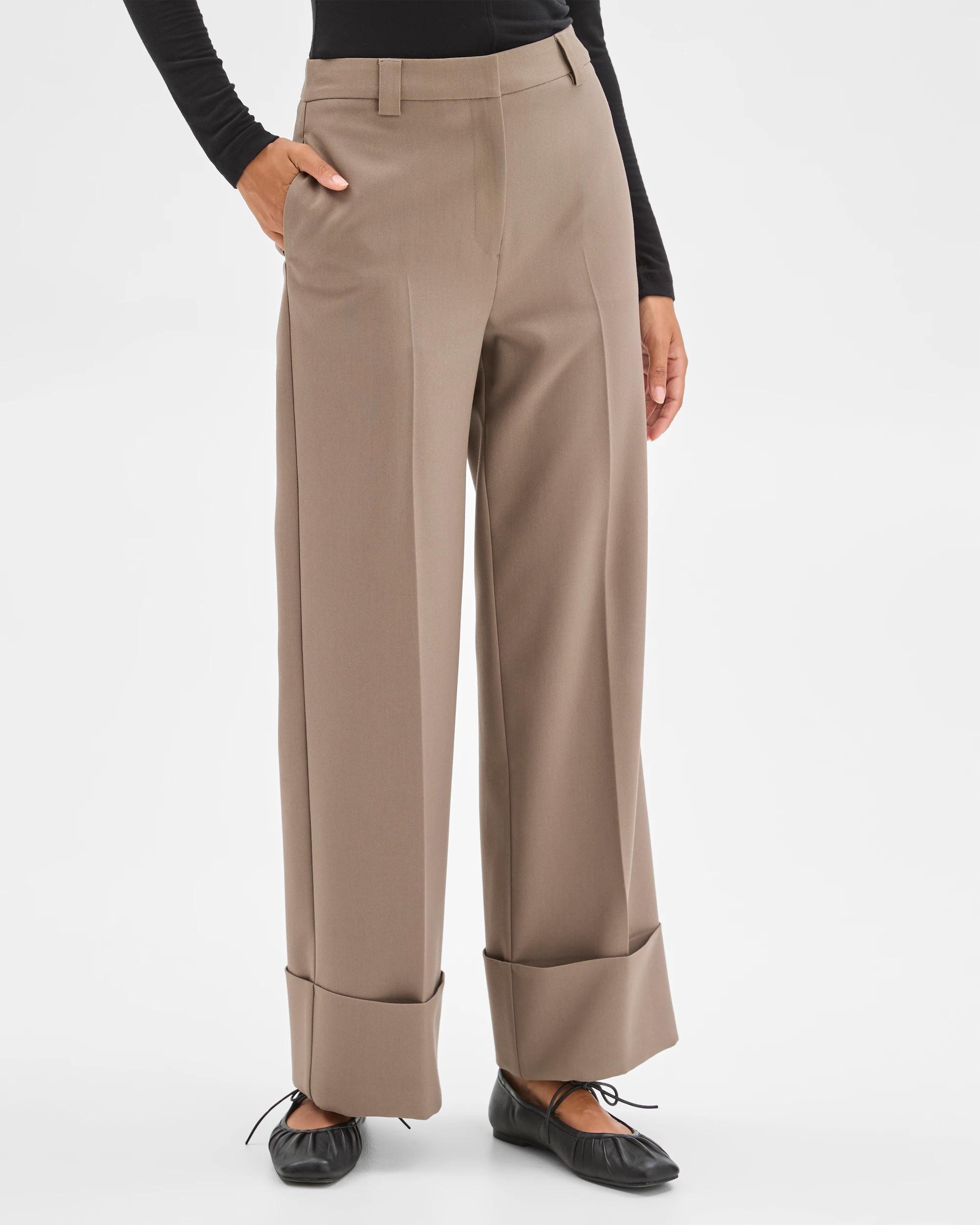 4 Preview Wide Leg Cuff Detail Pants GREY, 4 of 6