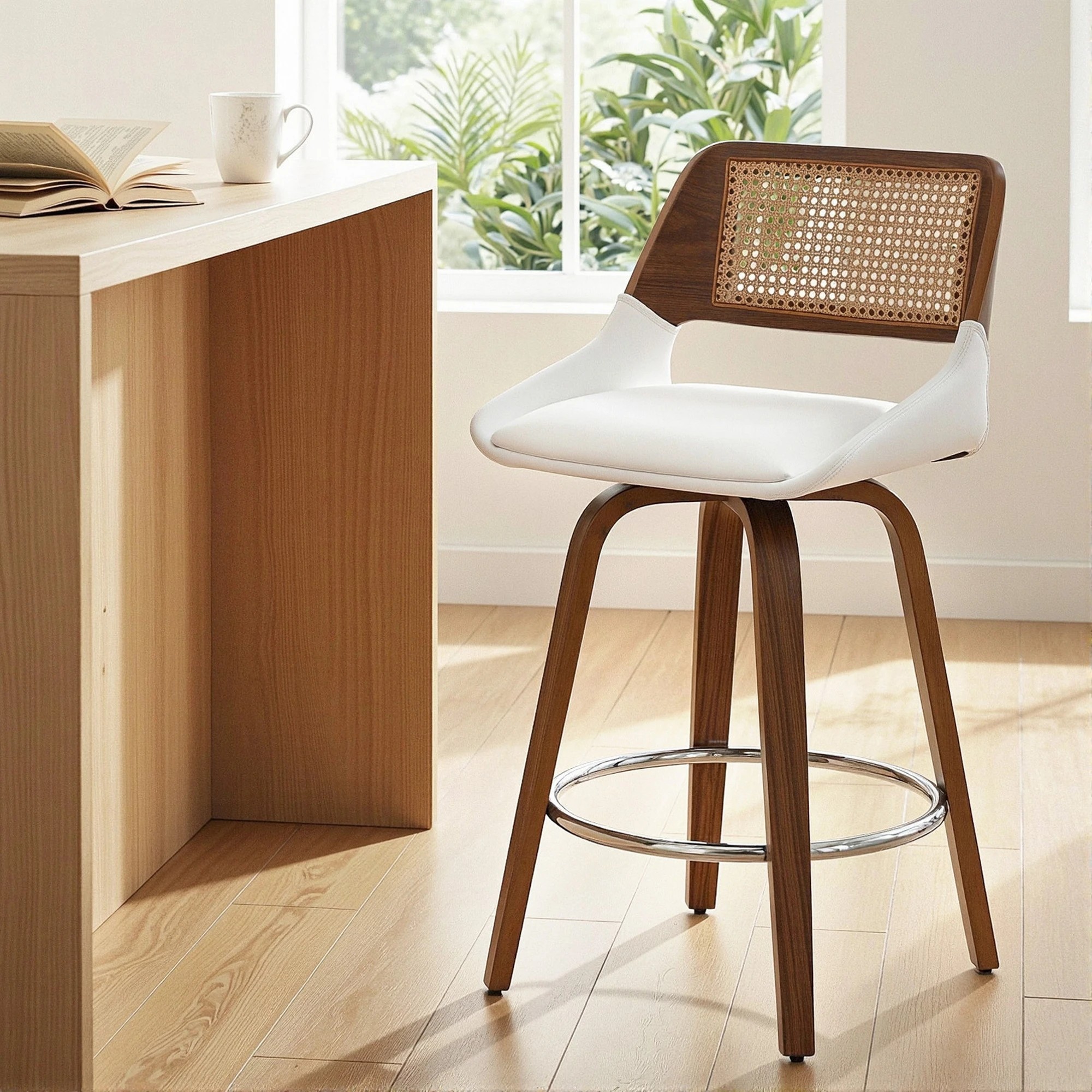 4 Artiss en Bar Stools Swivel Kitchen Counter Stool Chair 60cm Seat Height - Multi, 4 of 4