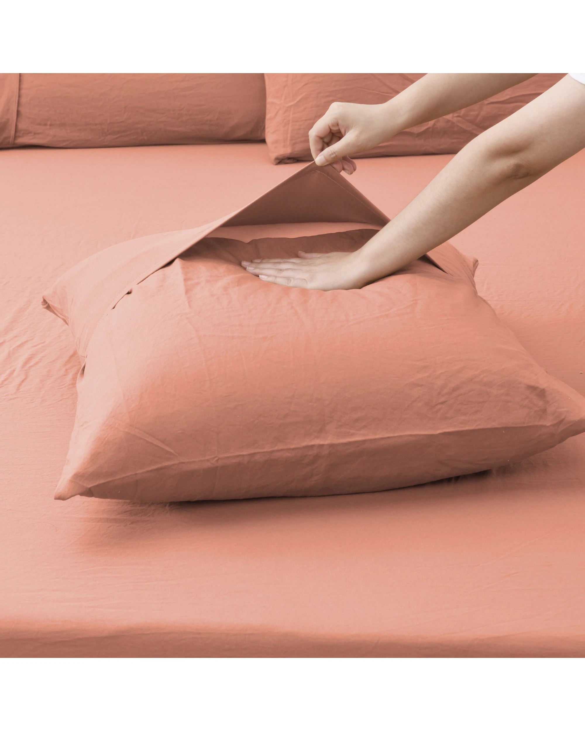 3 Dreamaker Superfine Washed Microfibre European Pillowcase - Pink Clay, 3 of 4