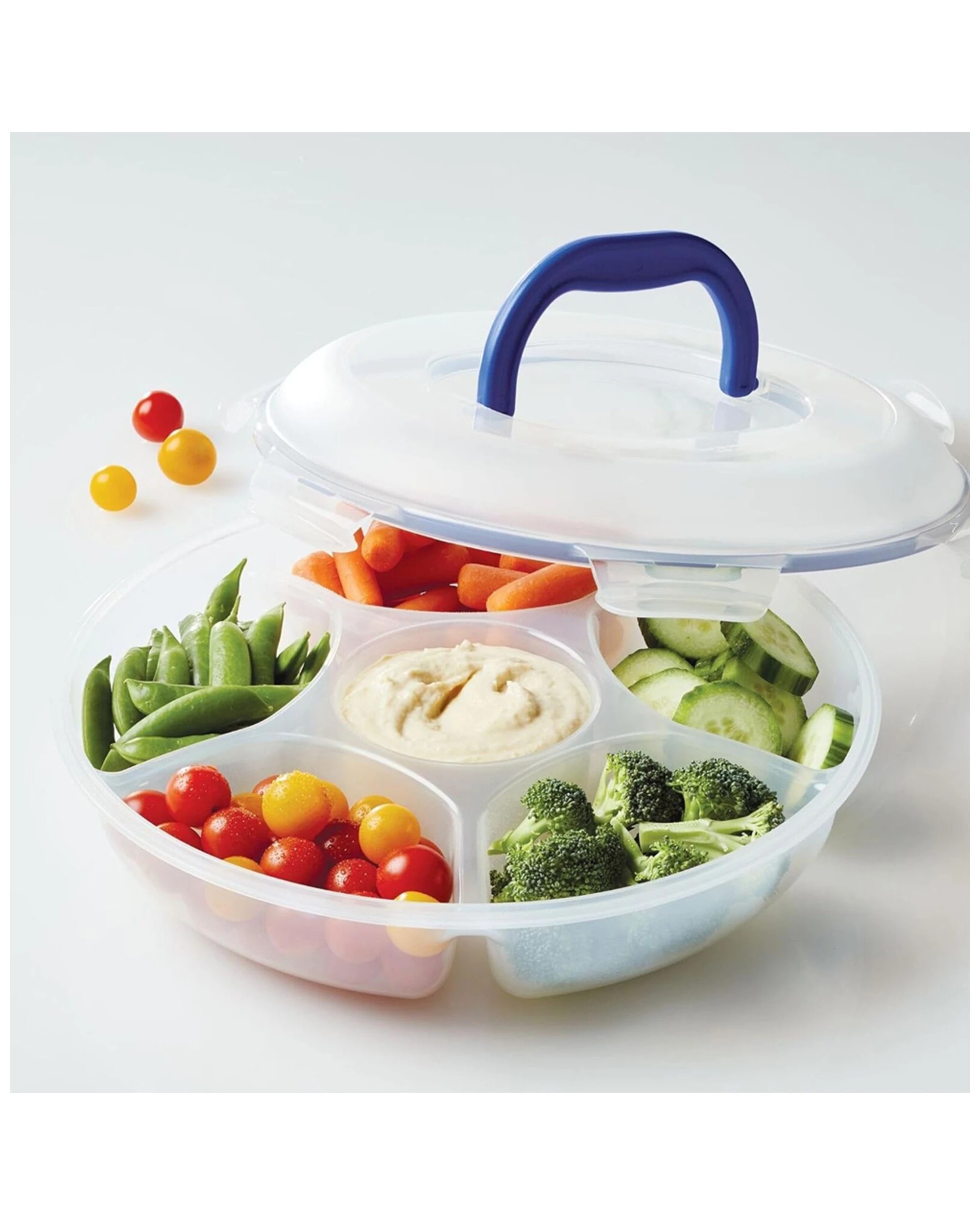 2 Locknlock Chip N Dip Snack Veggies Container 2.3l/32cm Round Divider Clear
 - Clear, 2 of 2
