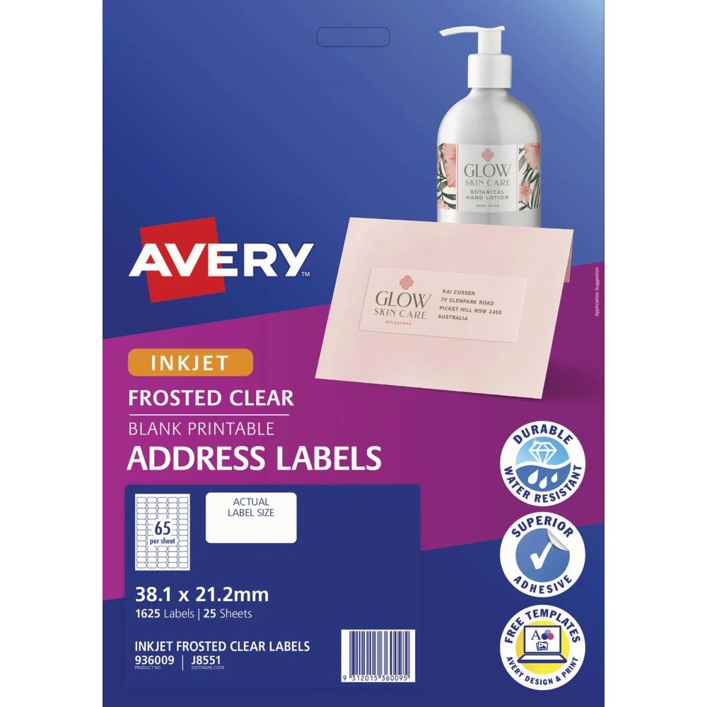 2 Avery 65UP Inkjet Address Labels Clear 25 Sheets, 2 of 4